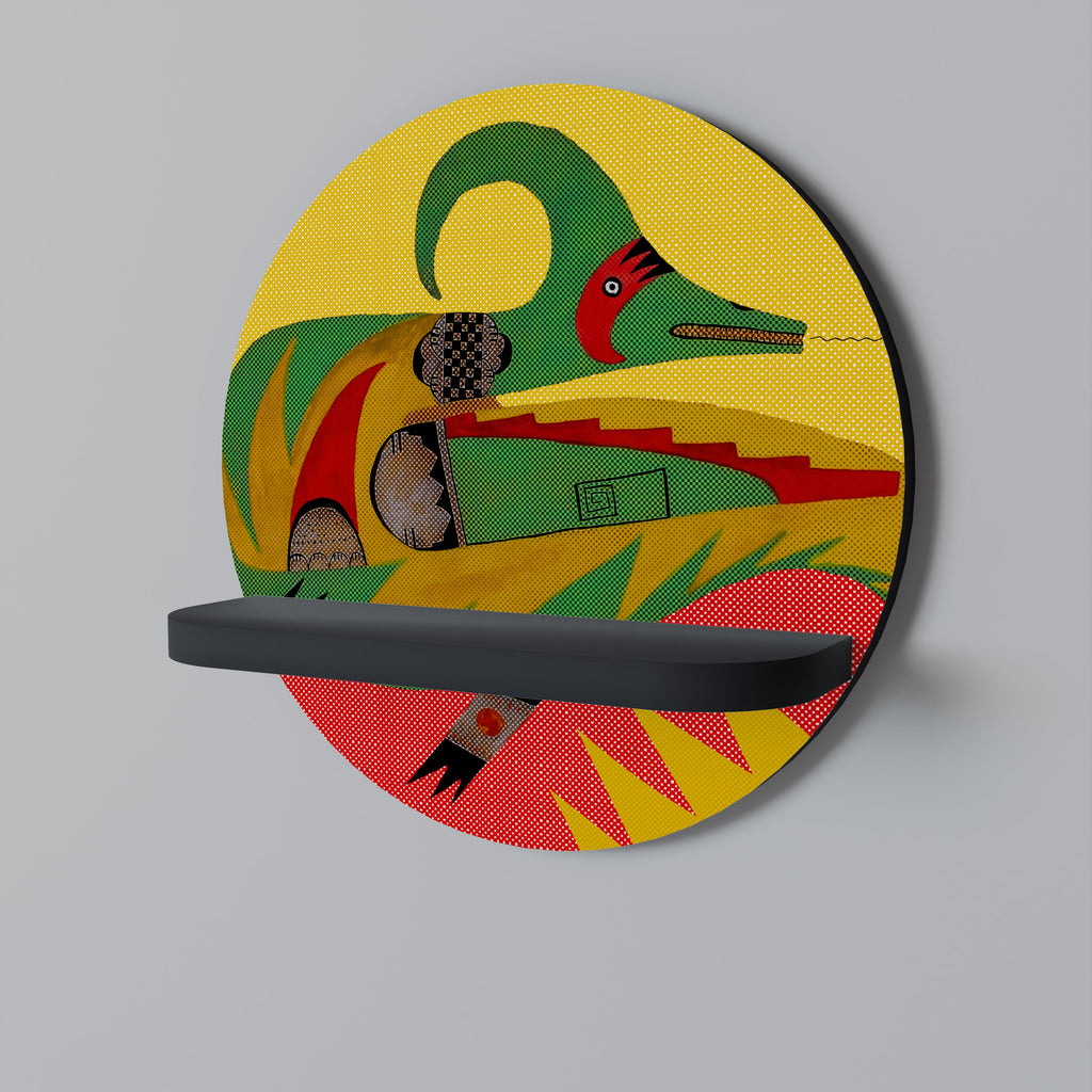 Étagère artistique ronde EXPRESSIVE AVANYU en finition noire