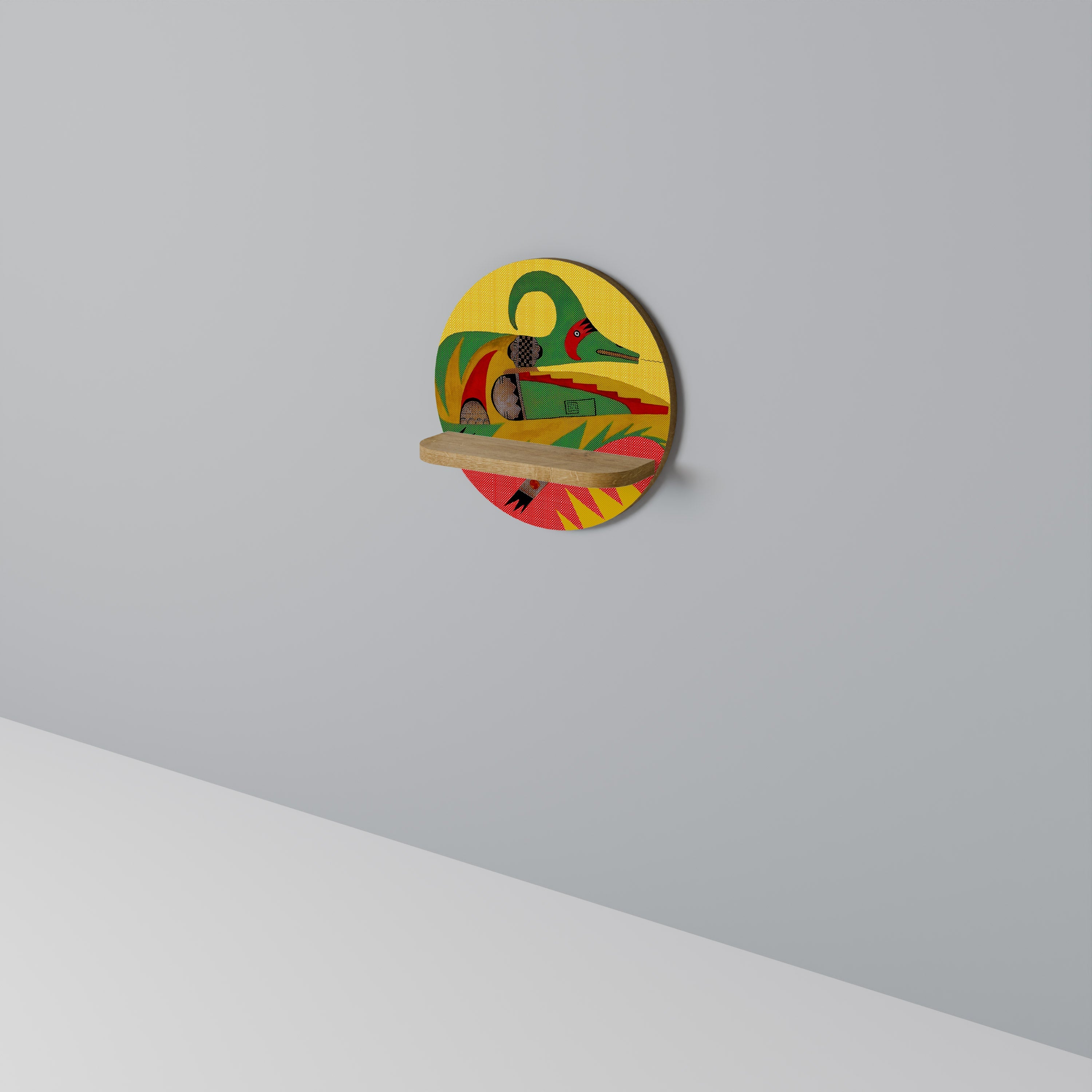 EXPRESSIVE AVANYU Round Art Shelf In Oak Effect