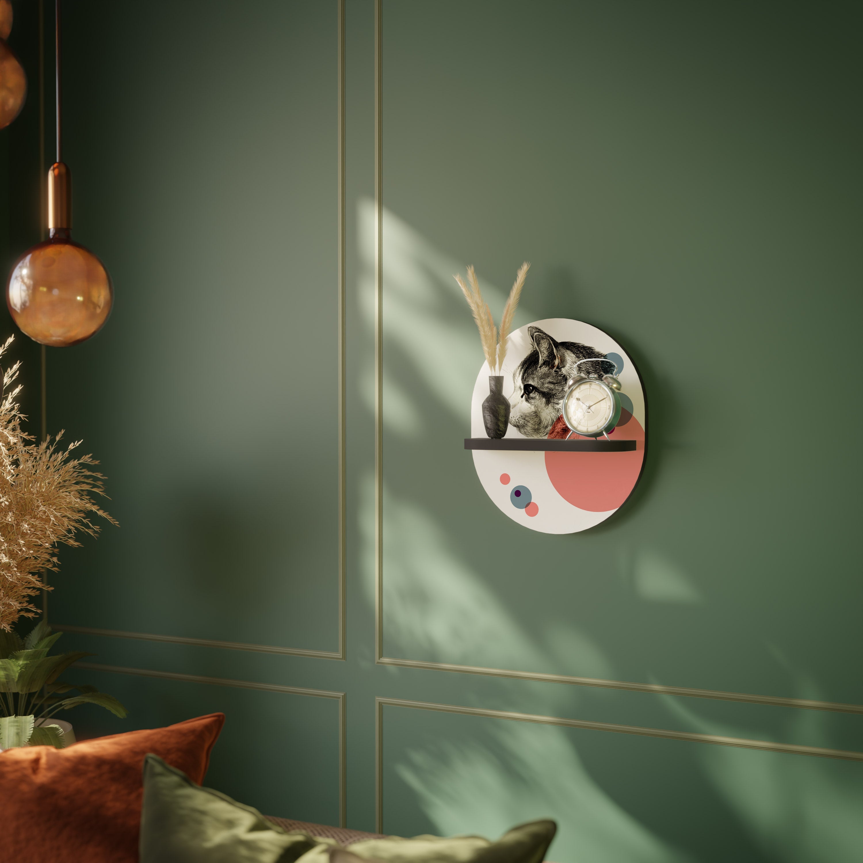 Étagère ovale BUBBLE CAT SKETCH en finition noire