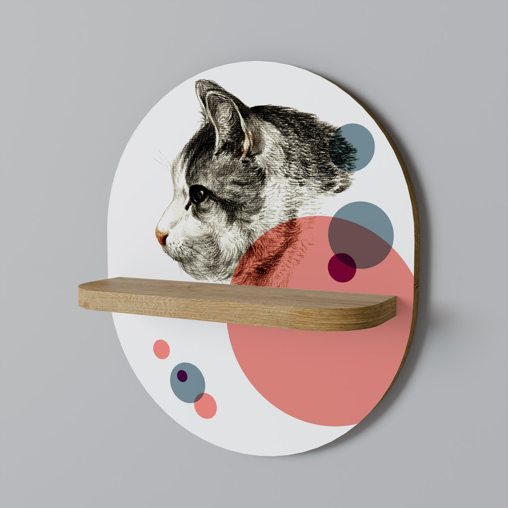 Étagère ovale effet chêne BUBBLE CAT SKETCH