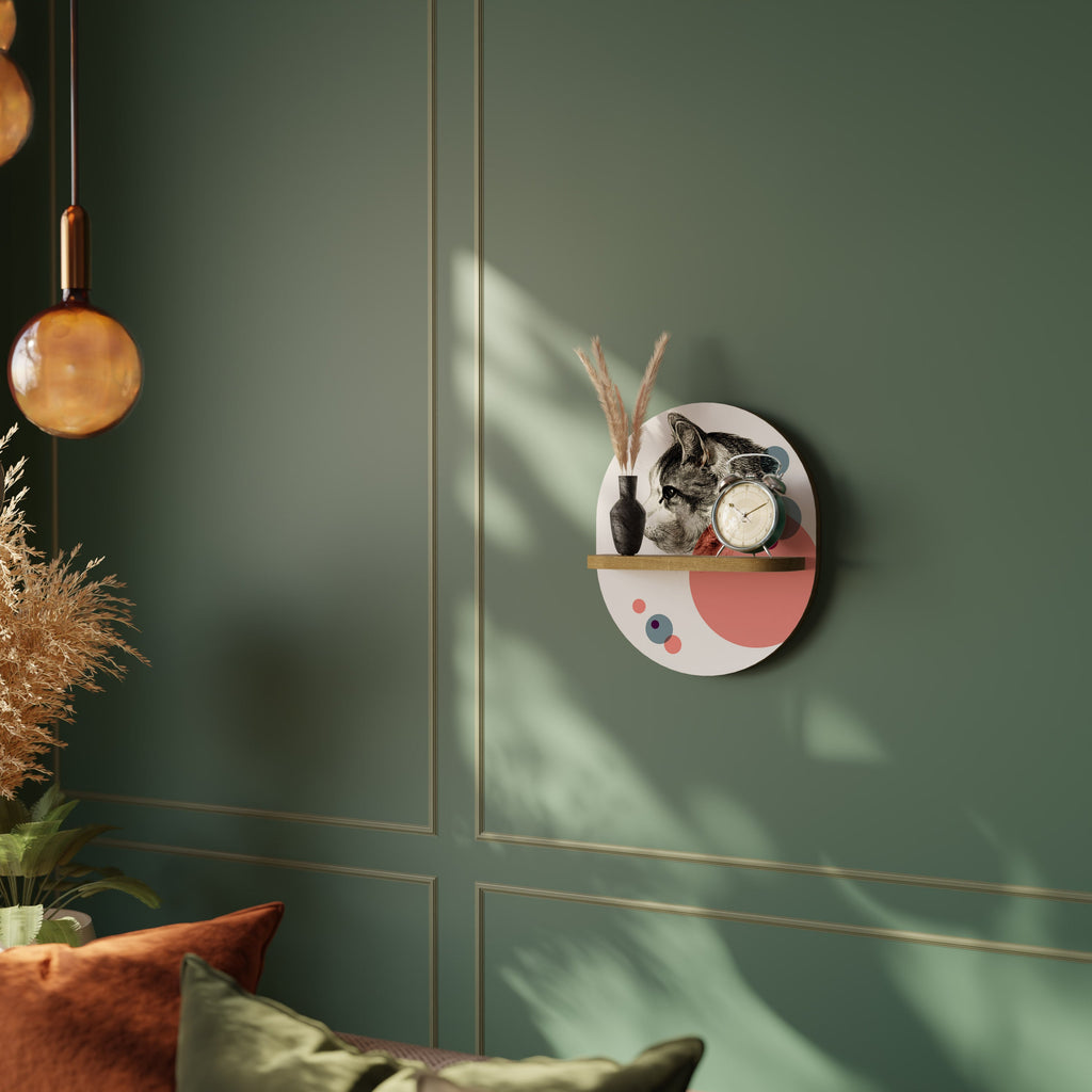 Étagère ovale effet chêne BUBBLE CAT SKETCH