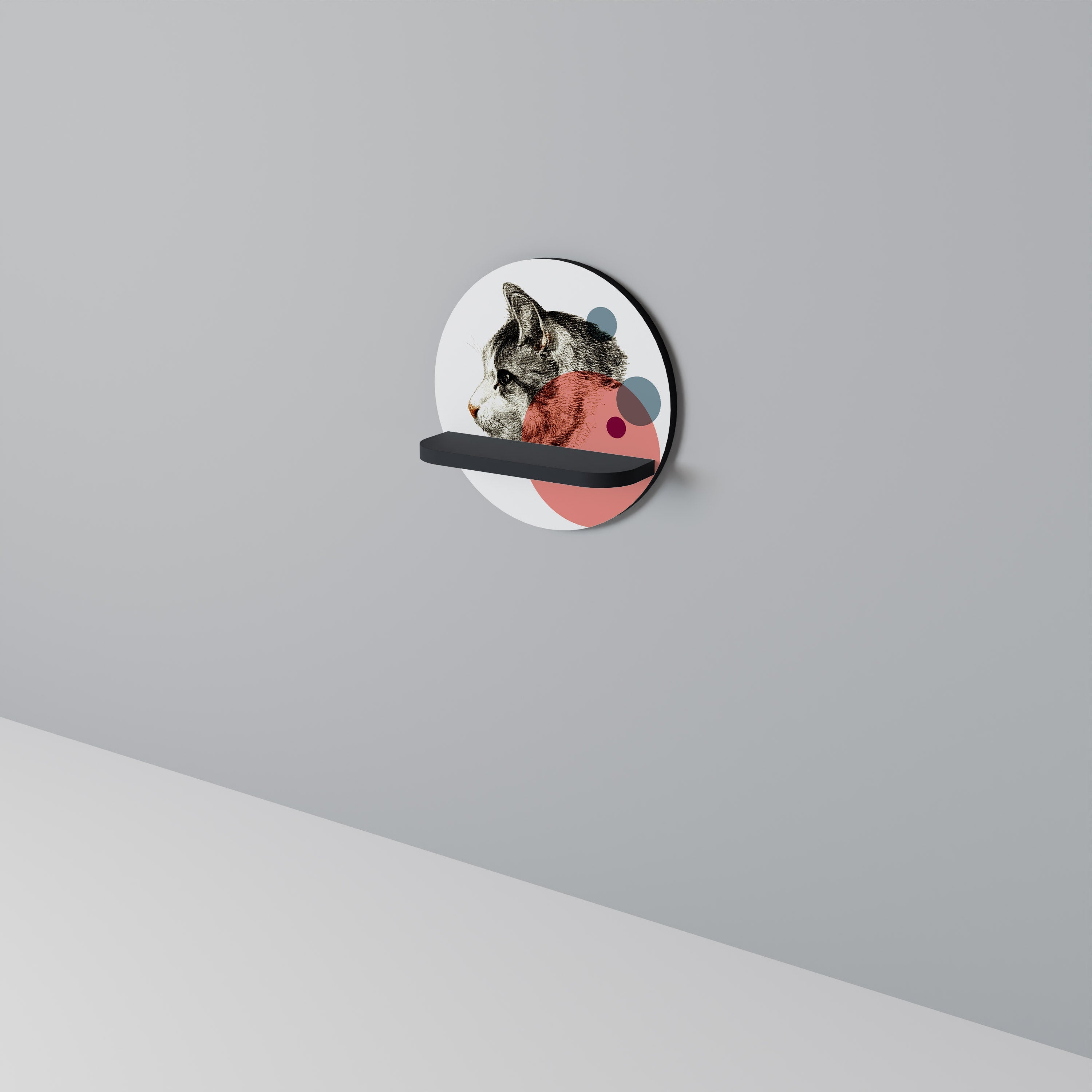 Étagère ronde BUBBLE CAT SKETCH en finition noire