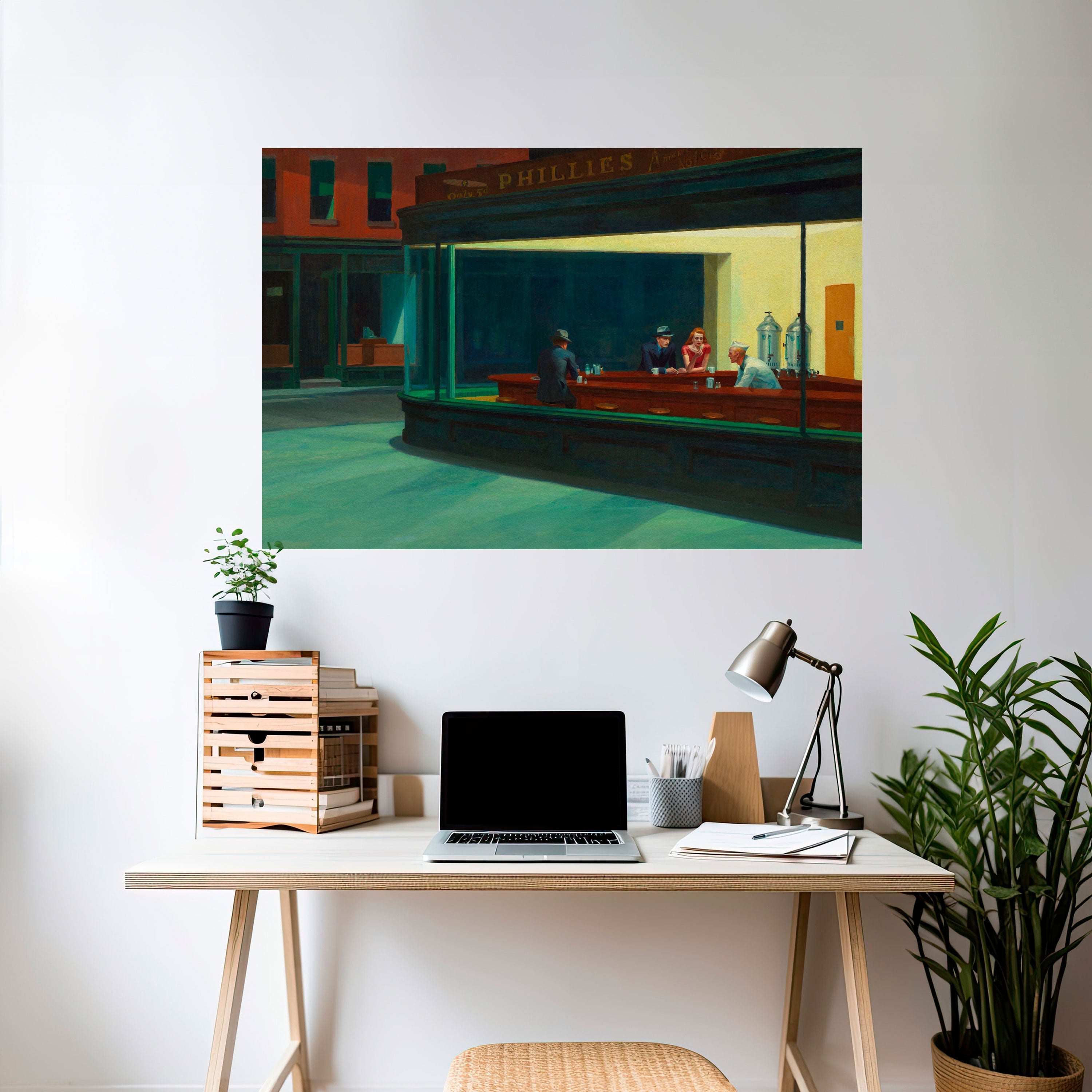 Affiche horizontale autocollante « Conversation sereine en soirée »