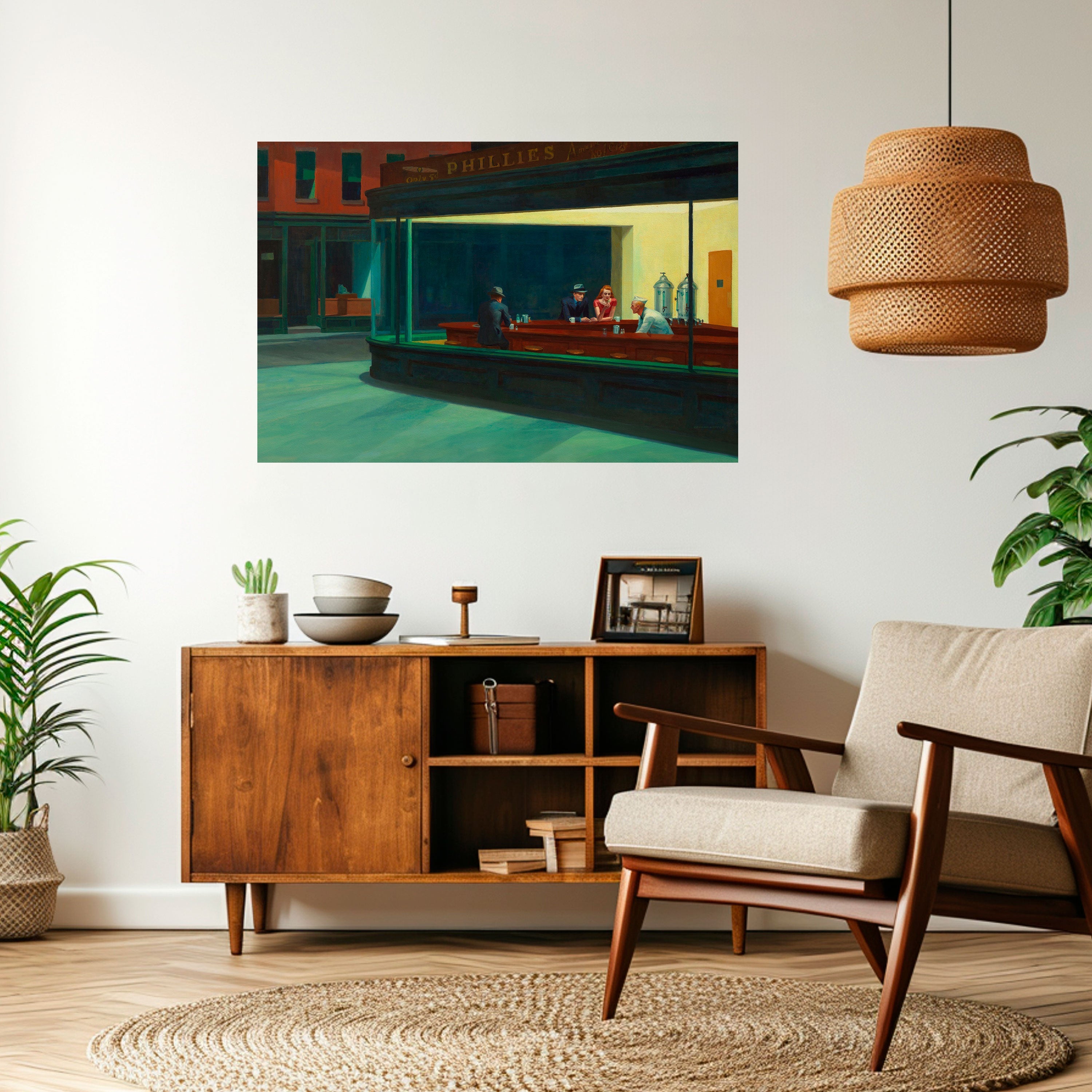 Affiche horizontale autocollante « Conversation sereine en soirée »