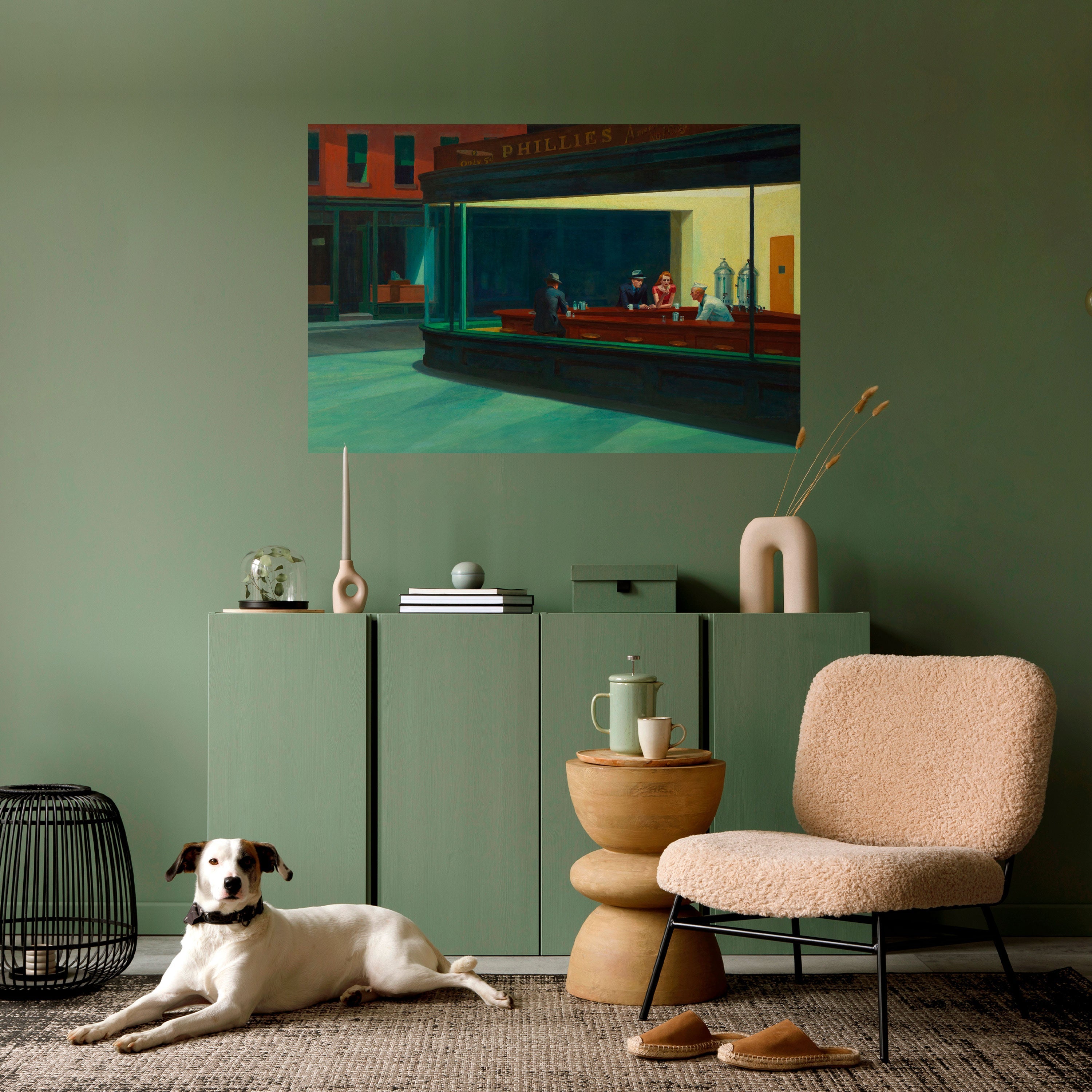 Affiche horizontale autocollante « Conversation sereine en soirée »