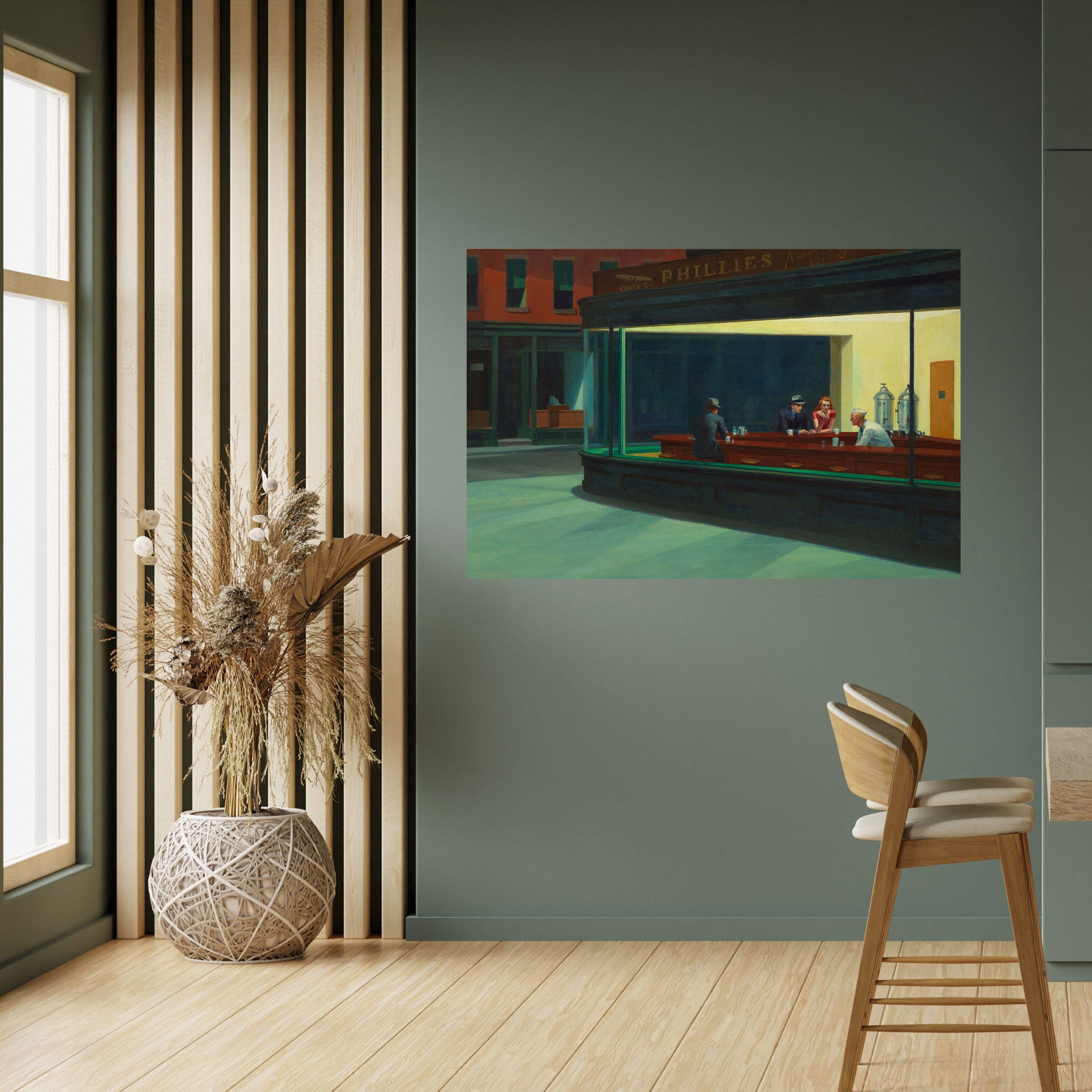 Affiche horizontale autocollante « Conversation sereine en soirée »