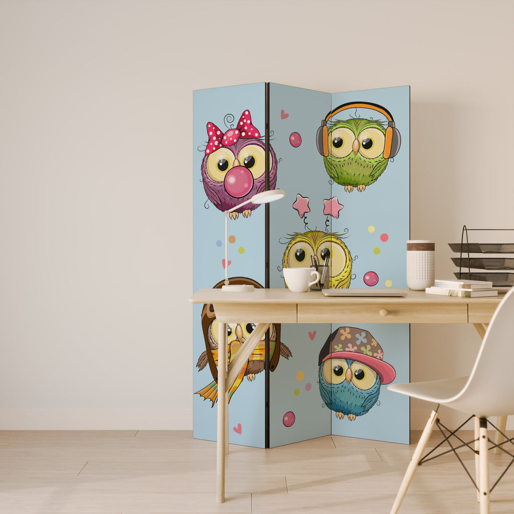 OWLY SQUAD 3-Panel Room Divider