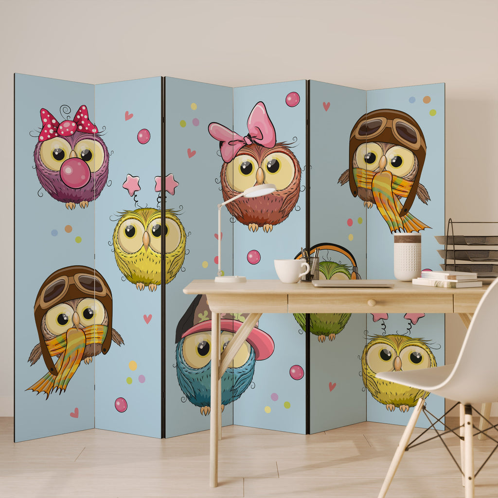 OWLY SQUAD Decorative 6-Panel Room Divider