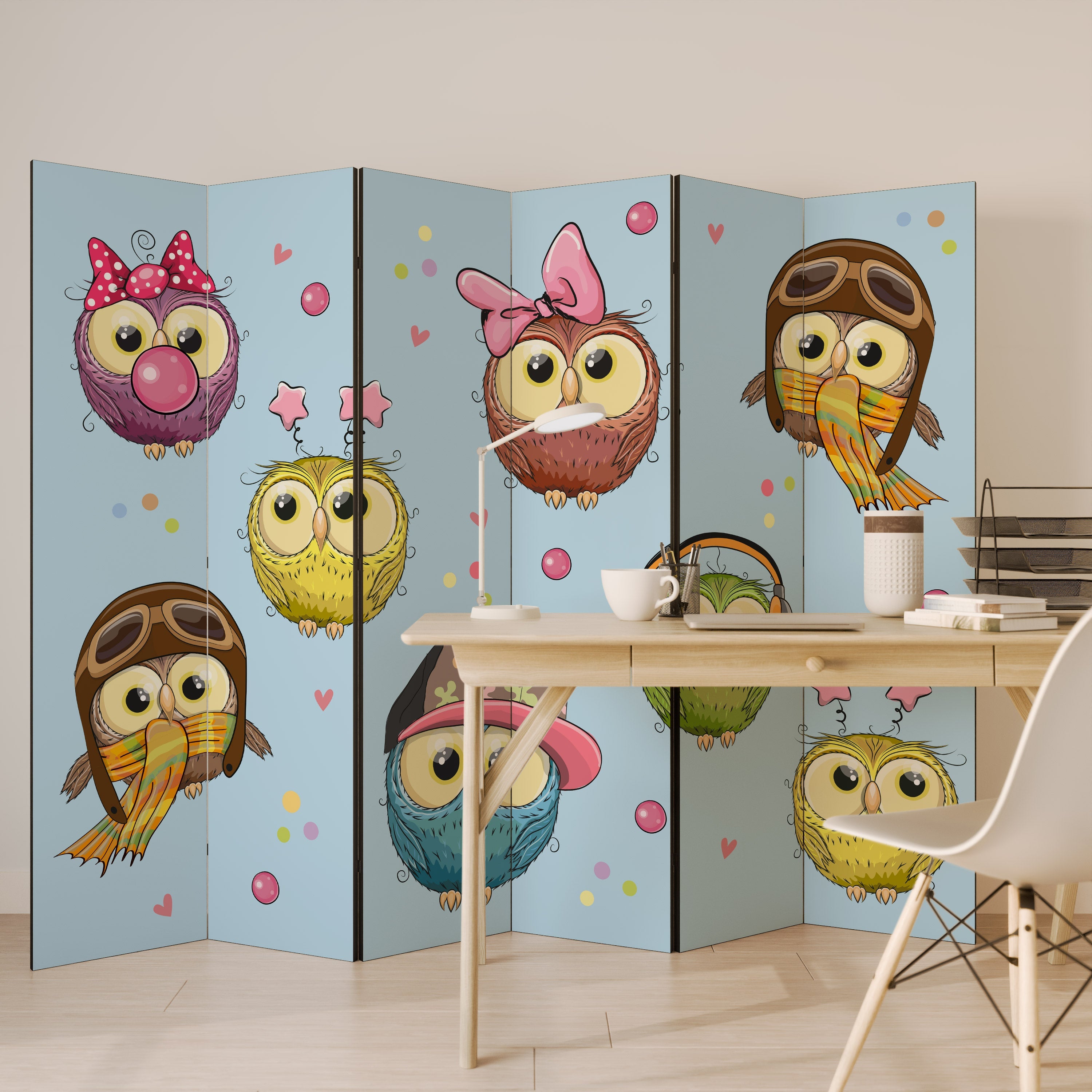 OWLY SQUAD Decorative 6-Panel Room Divider