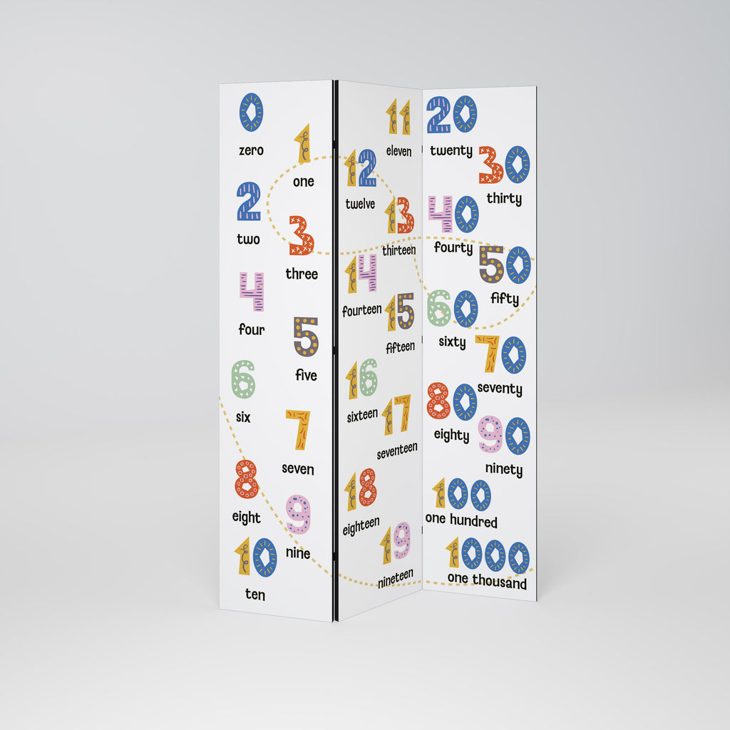 LEÇON DE COMPTAGE Séparateur de pièce décoratif à 3 panneaux