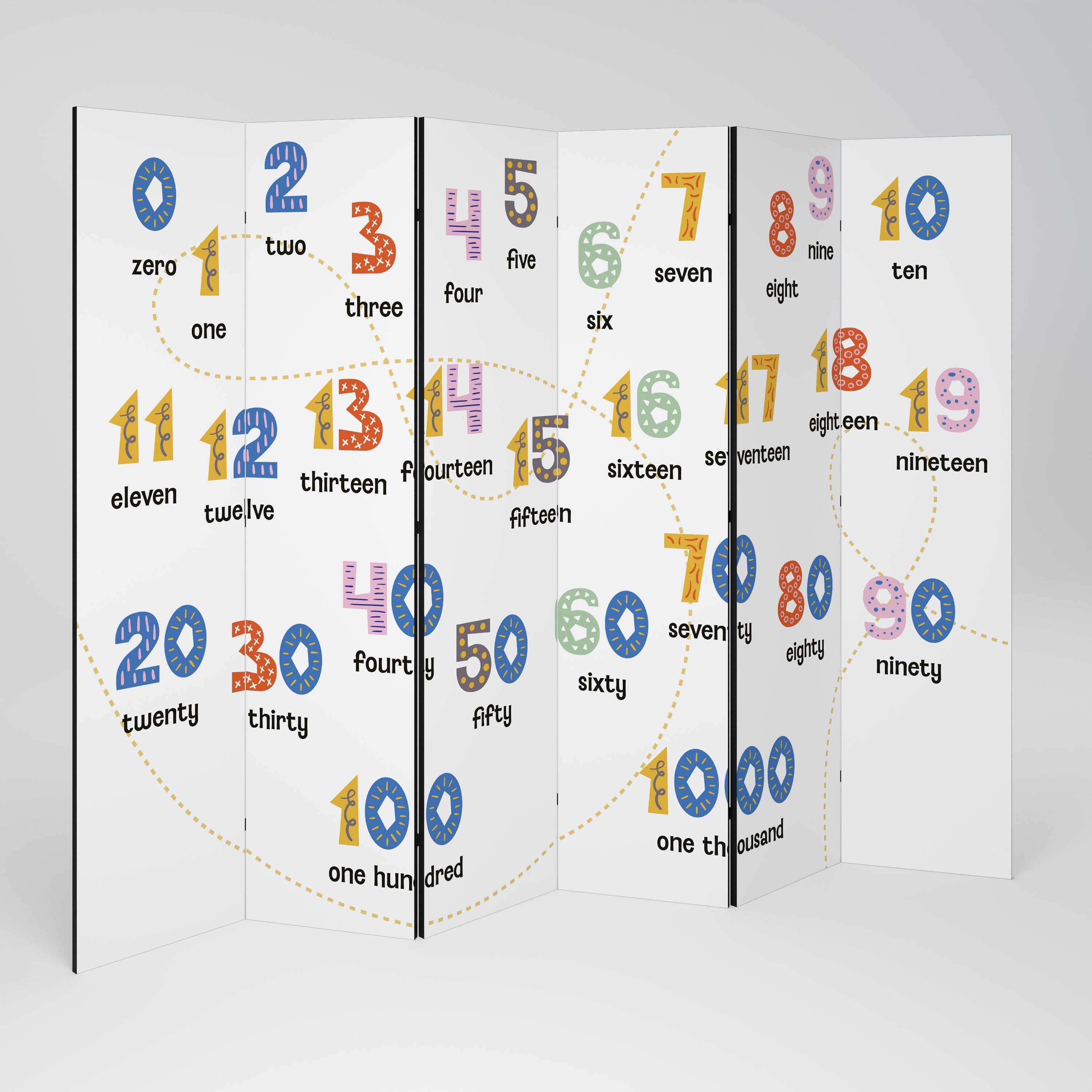 LEÇON DE COMPTAGE Séparateur de pièce décoratif à 6 panneaux