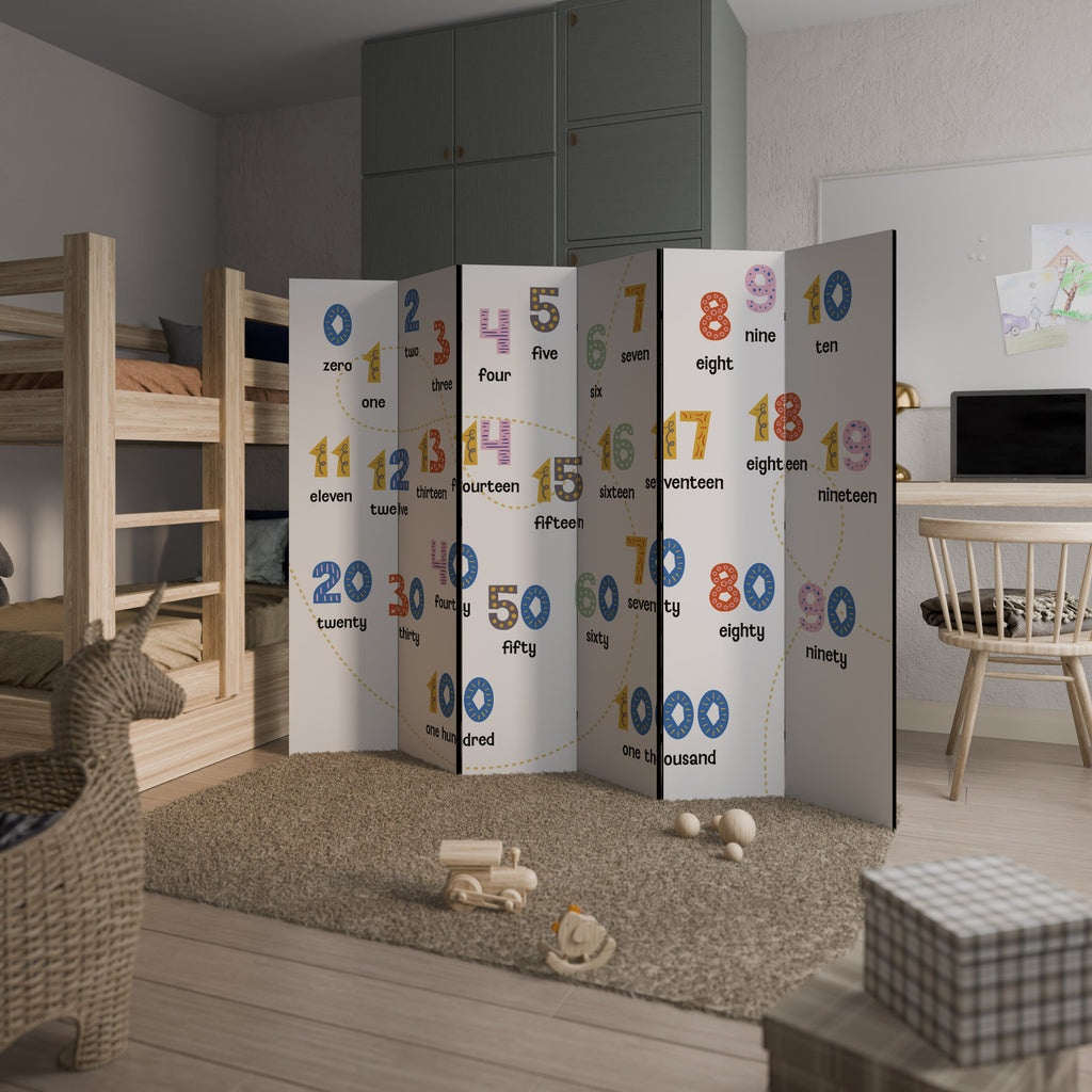LEÇON DE COMPTAGE Séparateur de pièce décoratif à 6 panneaux