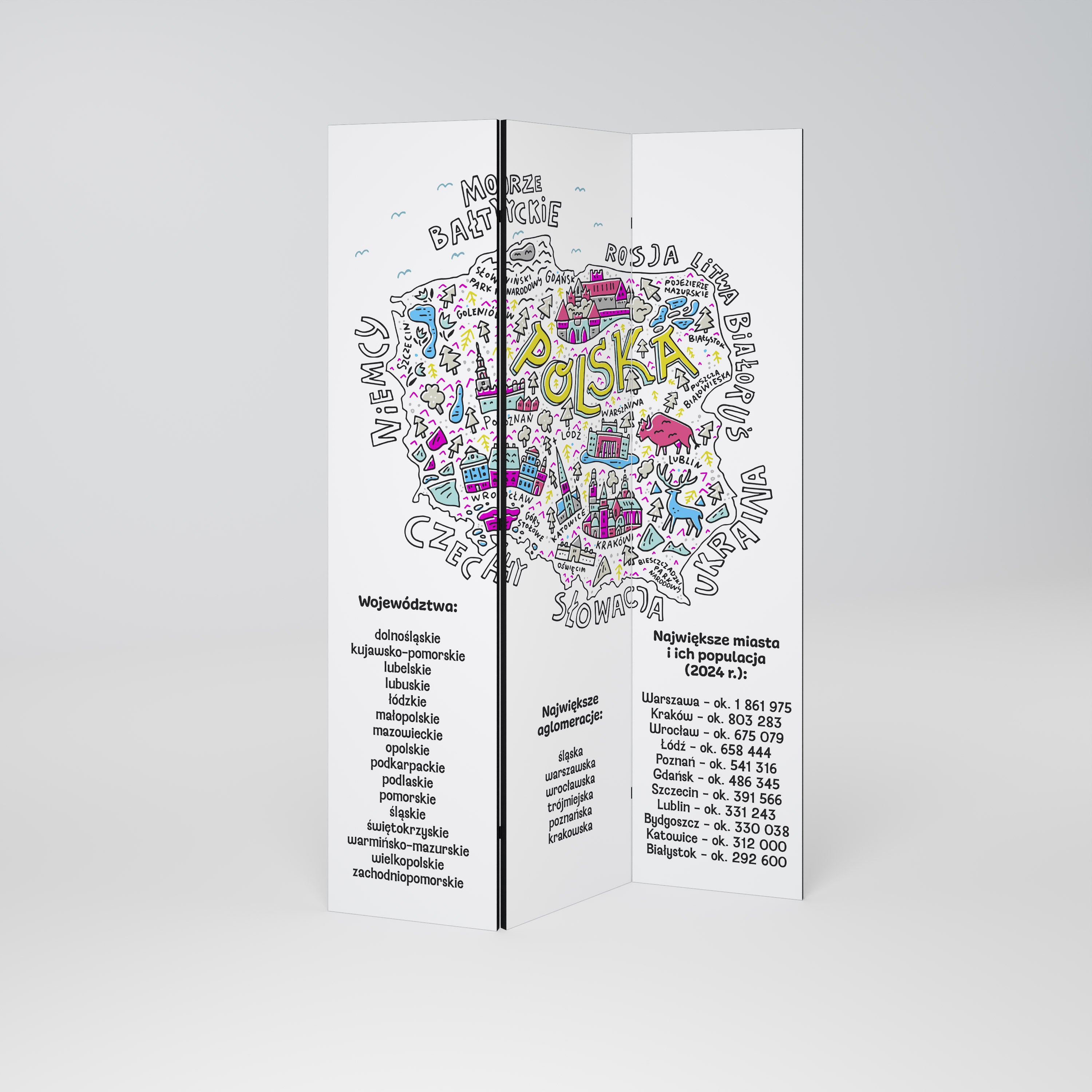 POLAND INFO 3-Panel Room Divider