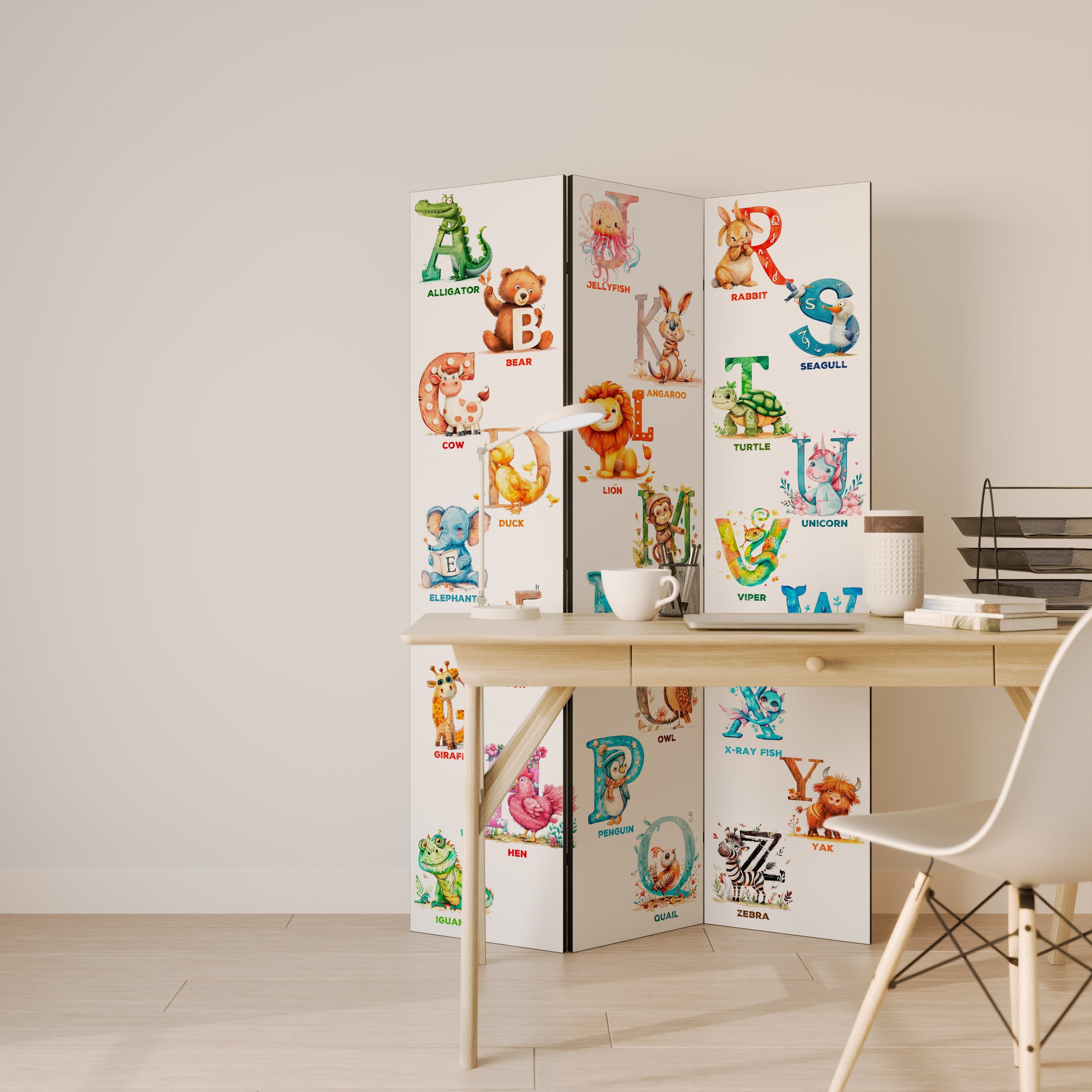 Cloison décorative à 3 panneaux LETTRES JOYEUSES