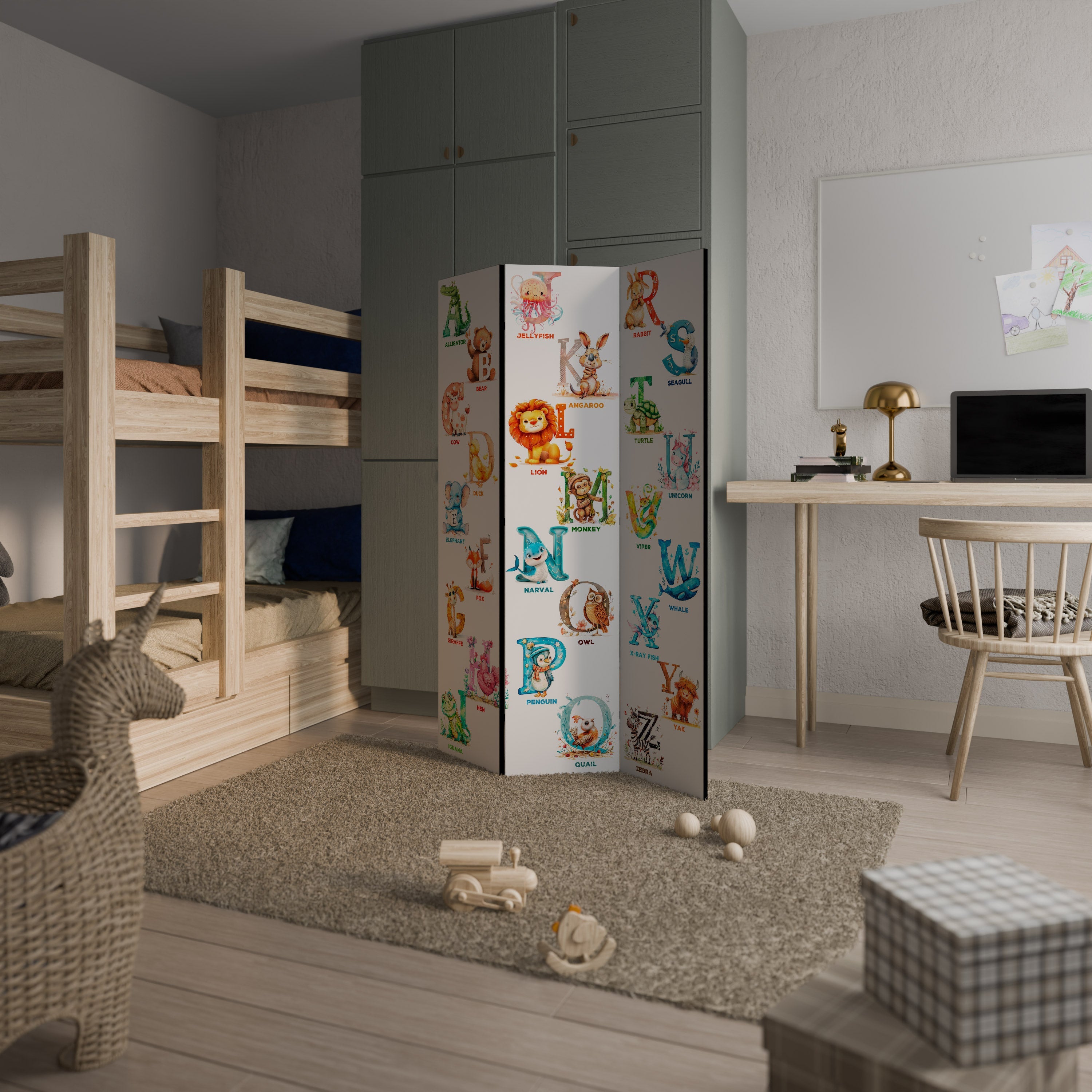 Cloison décorative à 3 panneaux LETTRES JOYEUSES