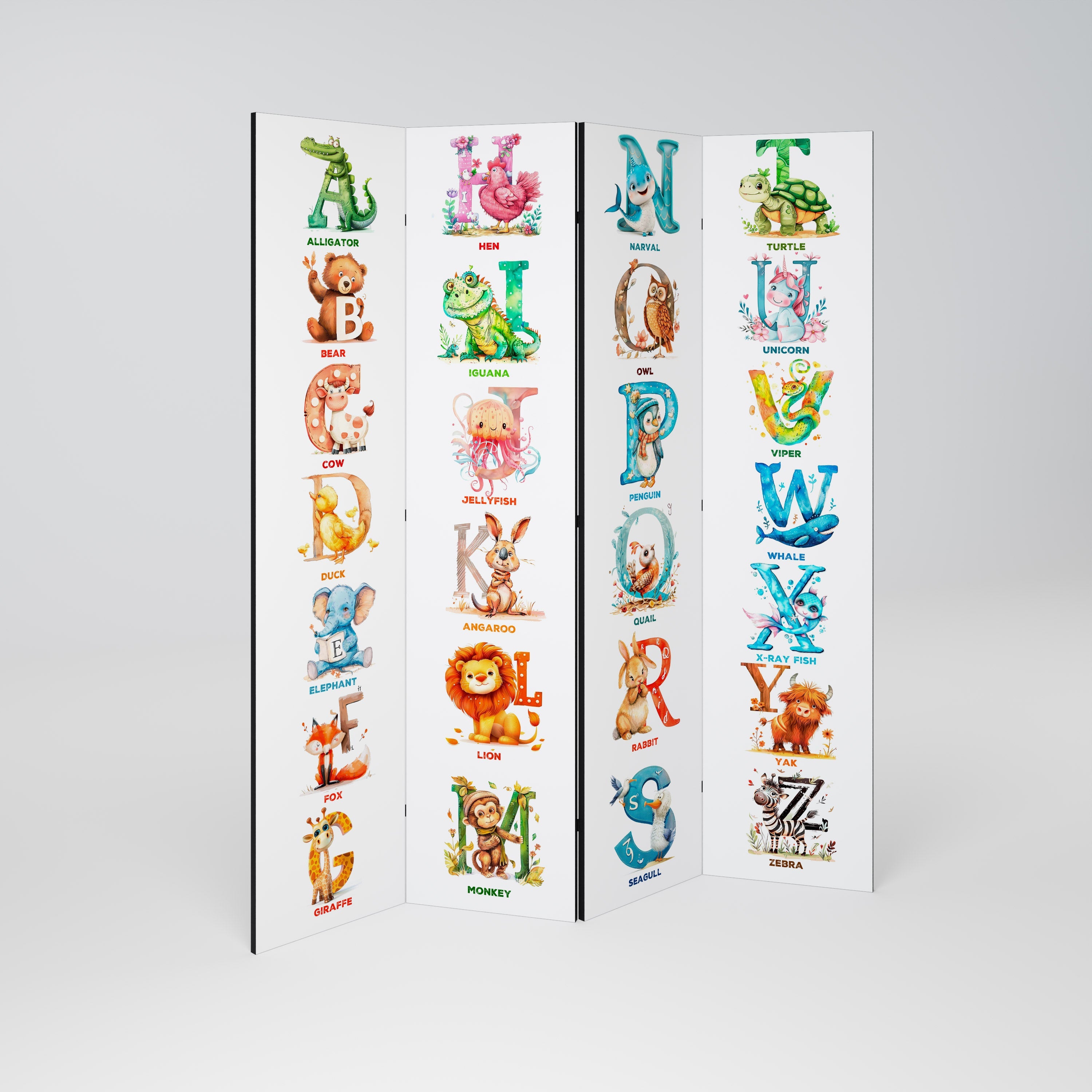 Cloison décorative à 4 panneaux LETTRES JOYEUSES