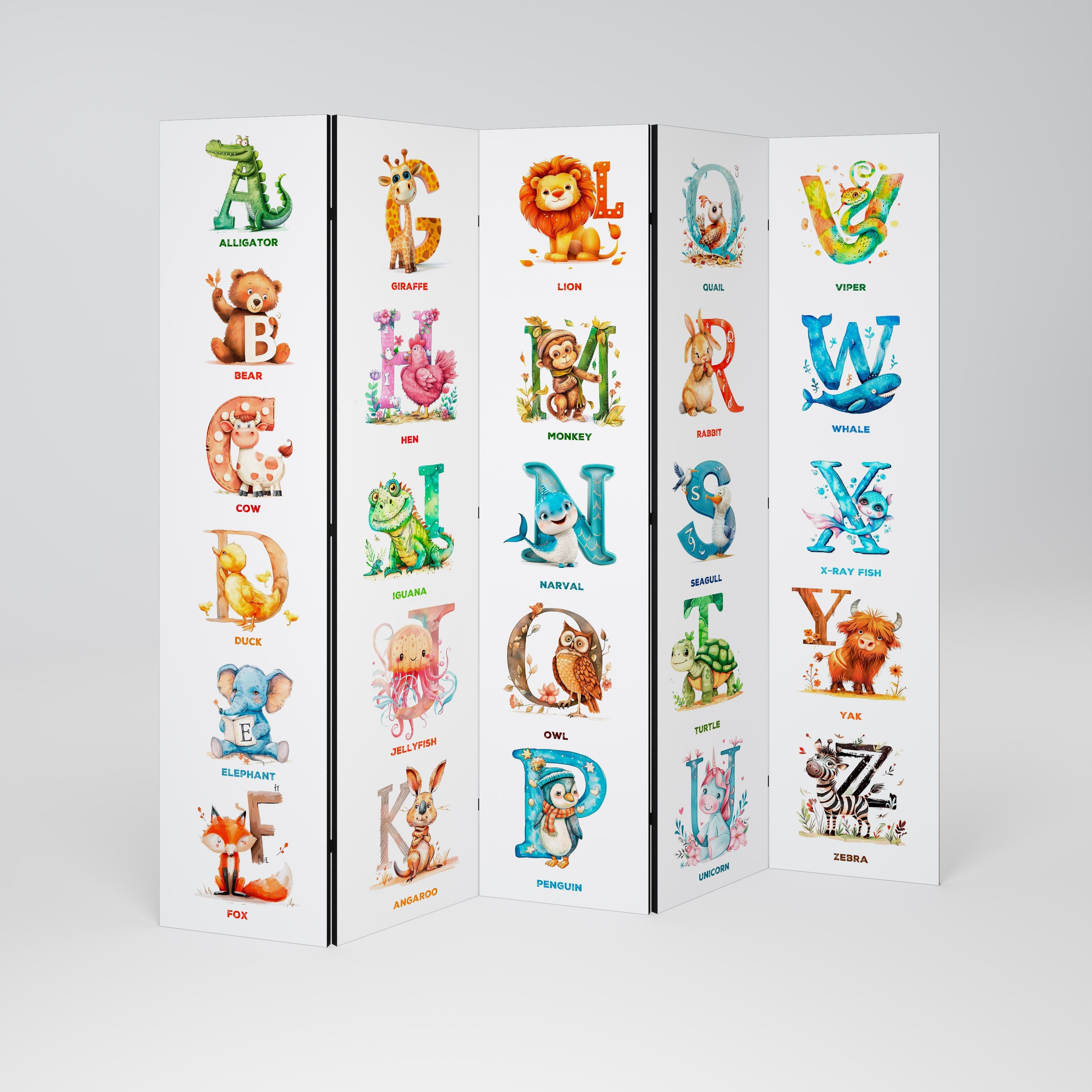 Cloison décorative à 5 panneaux LETTRES JOYEUSES