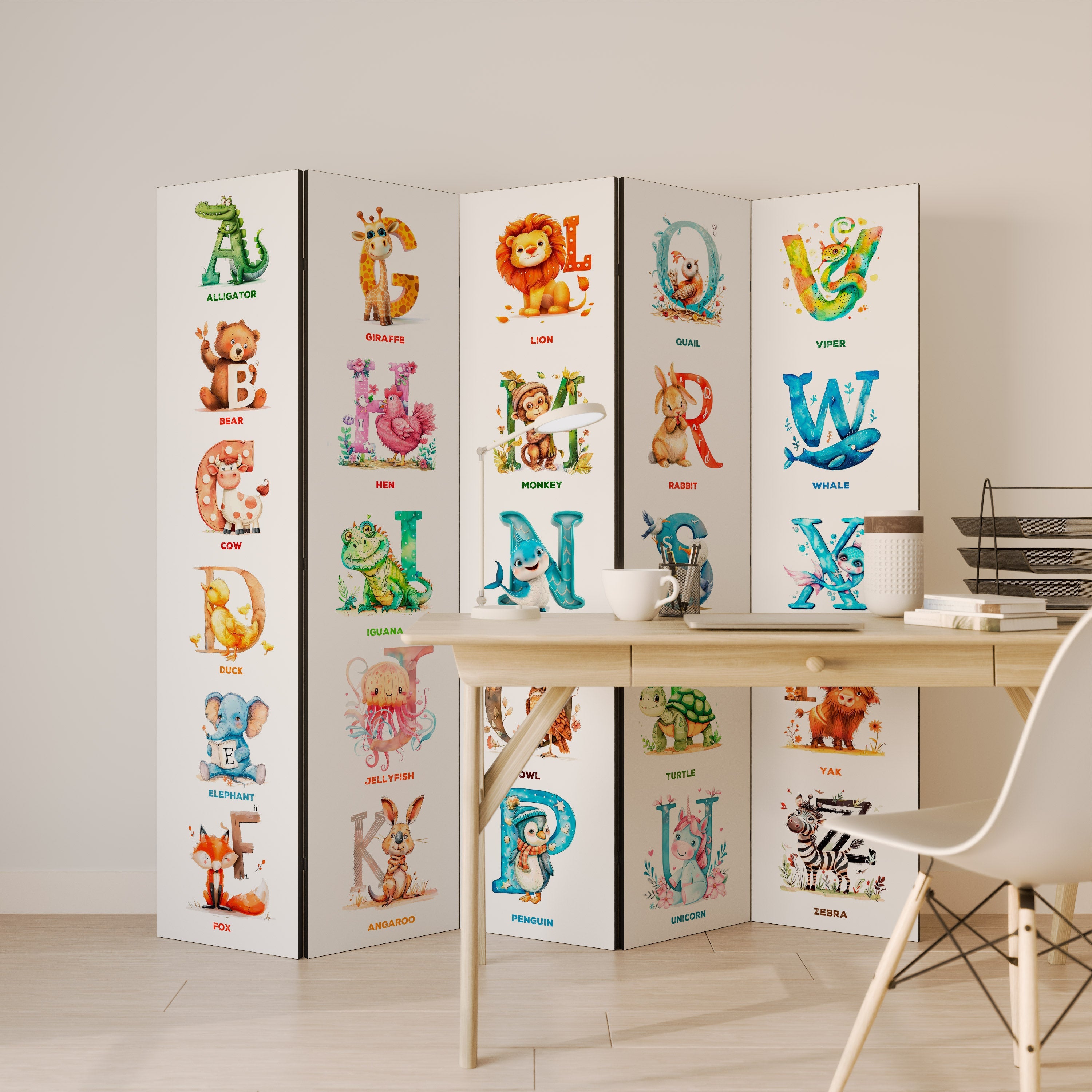 Cloison décorative à 5 panneaux LETTRES JOYEUSES