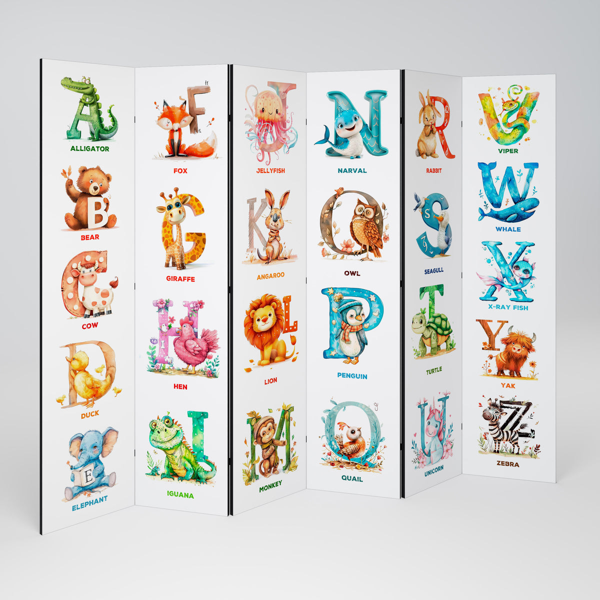 JOYFUL LETTERS 6-Panel Room Divider