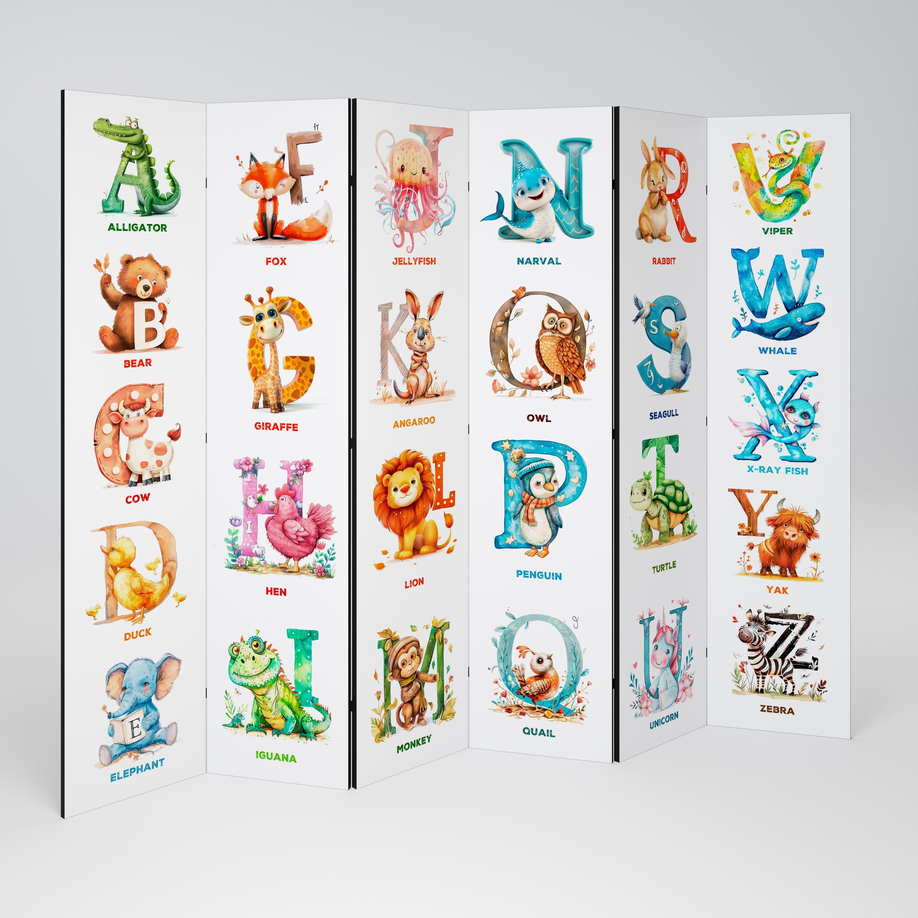 Cloison décorative à 6 panneaux LETTRES JOYEUSES