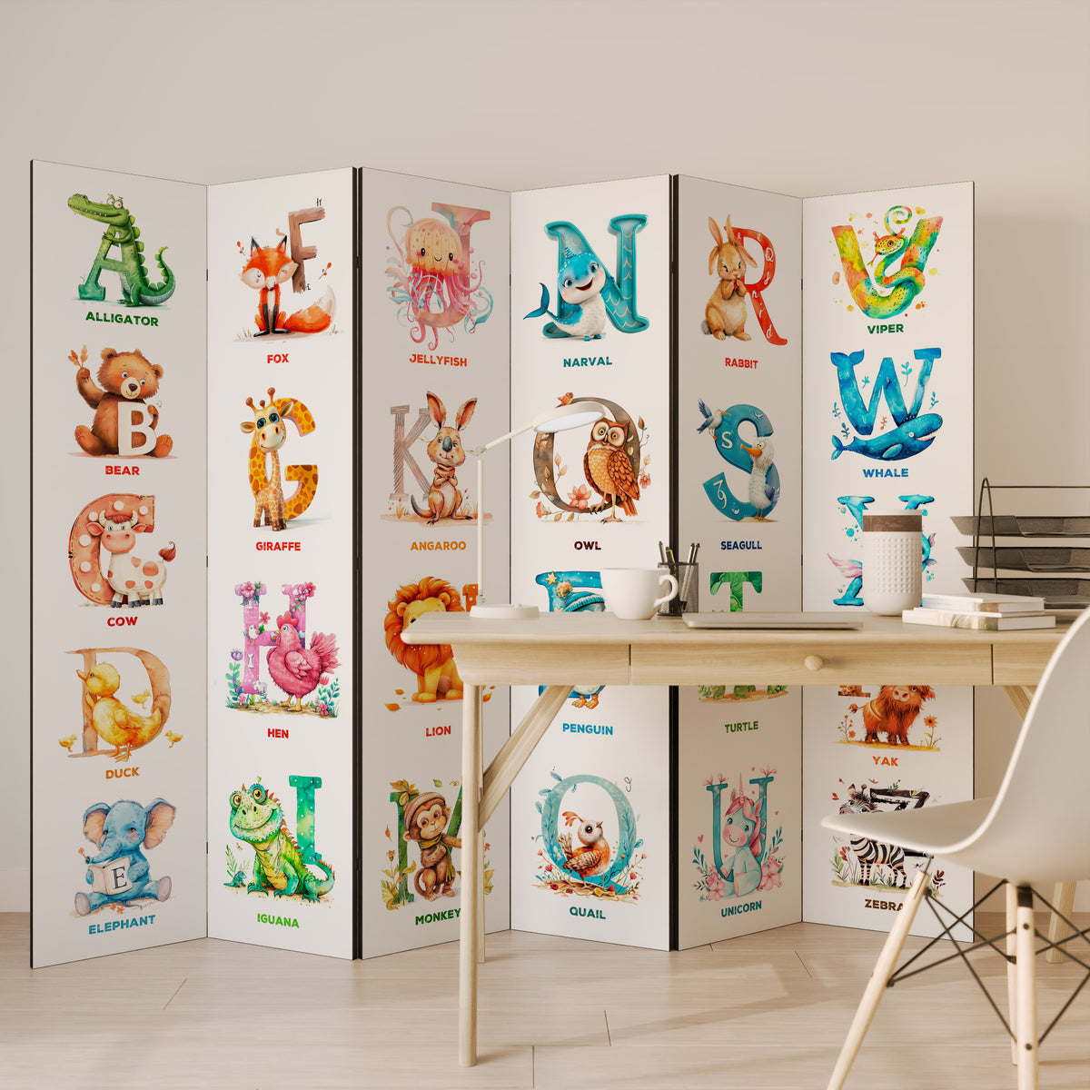 JOYFUL LETTERS 6-Panel Room Divider