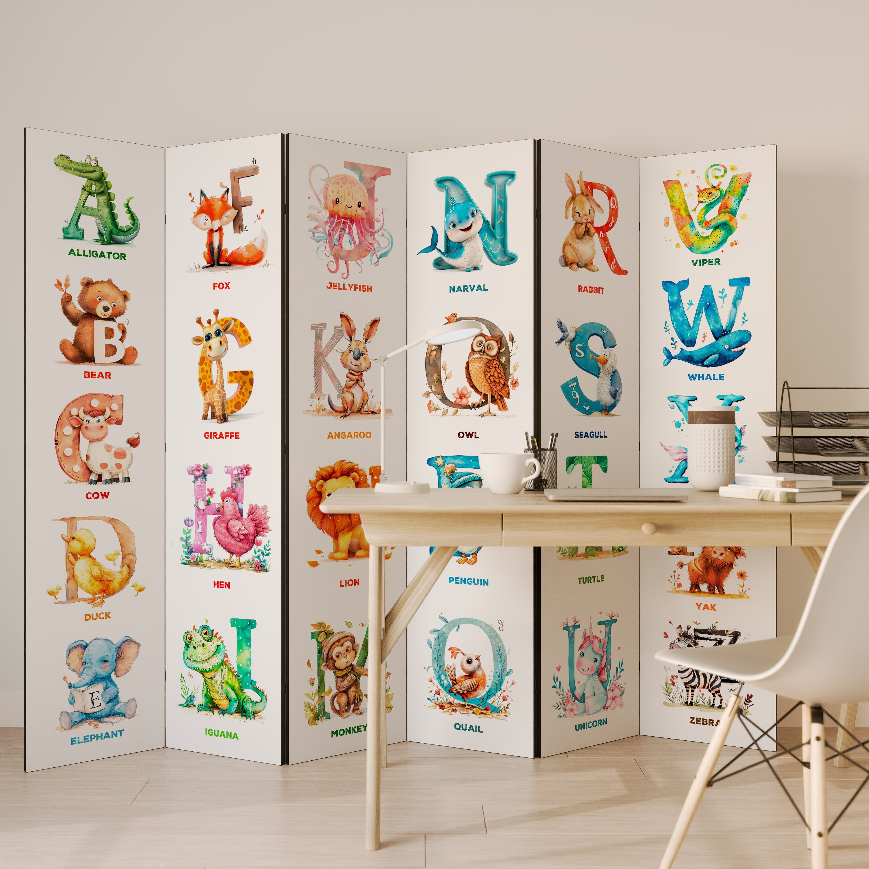 JOYFUL LETTERS 6-Panel Room Divider