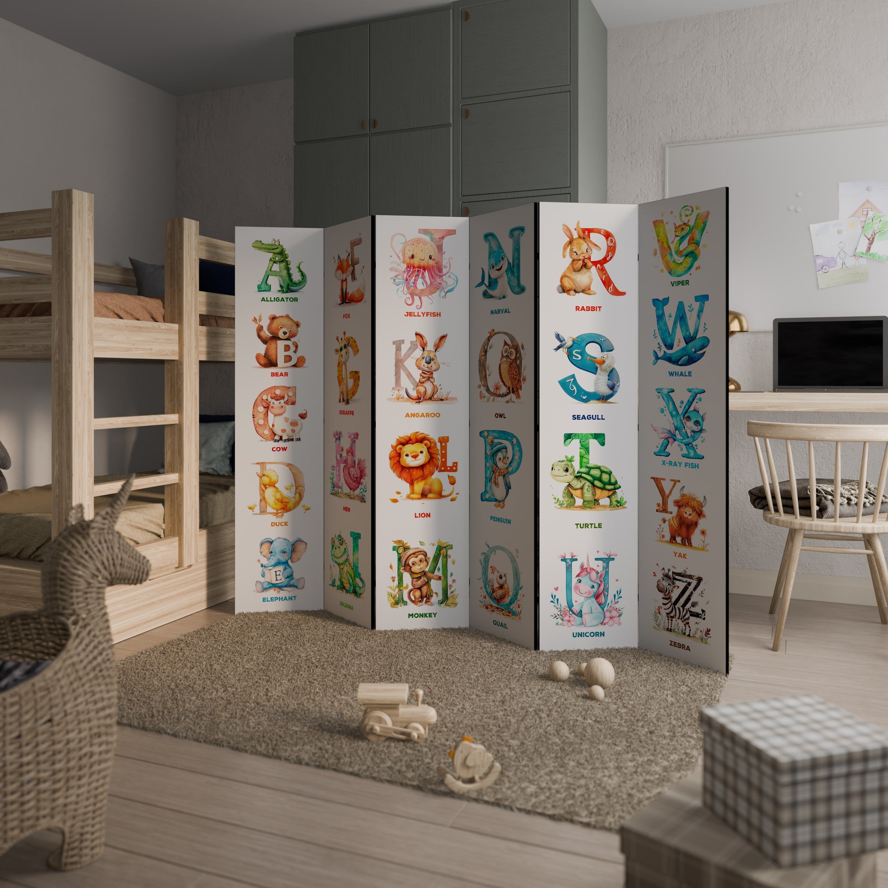 Cloison décorative à 6 panneaux LETTRES JOYEUSES