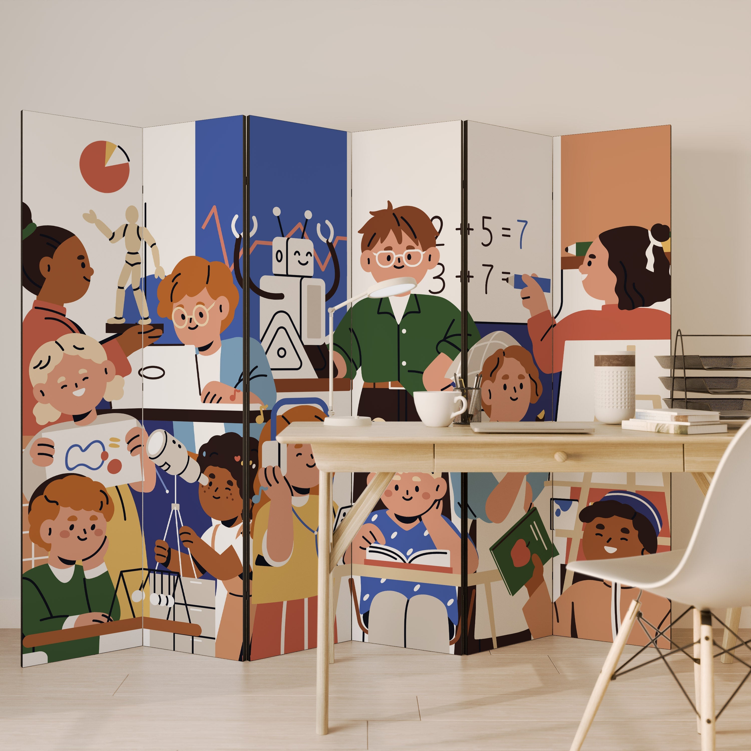 Cloison décorative à 6 panneaux SCHOOL VIBE