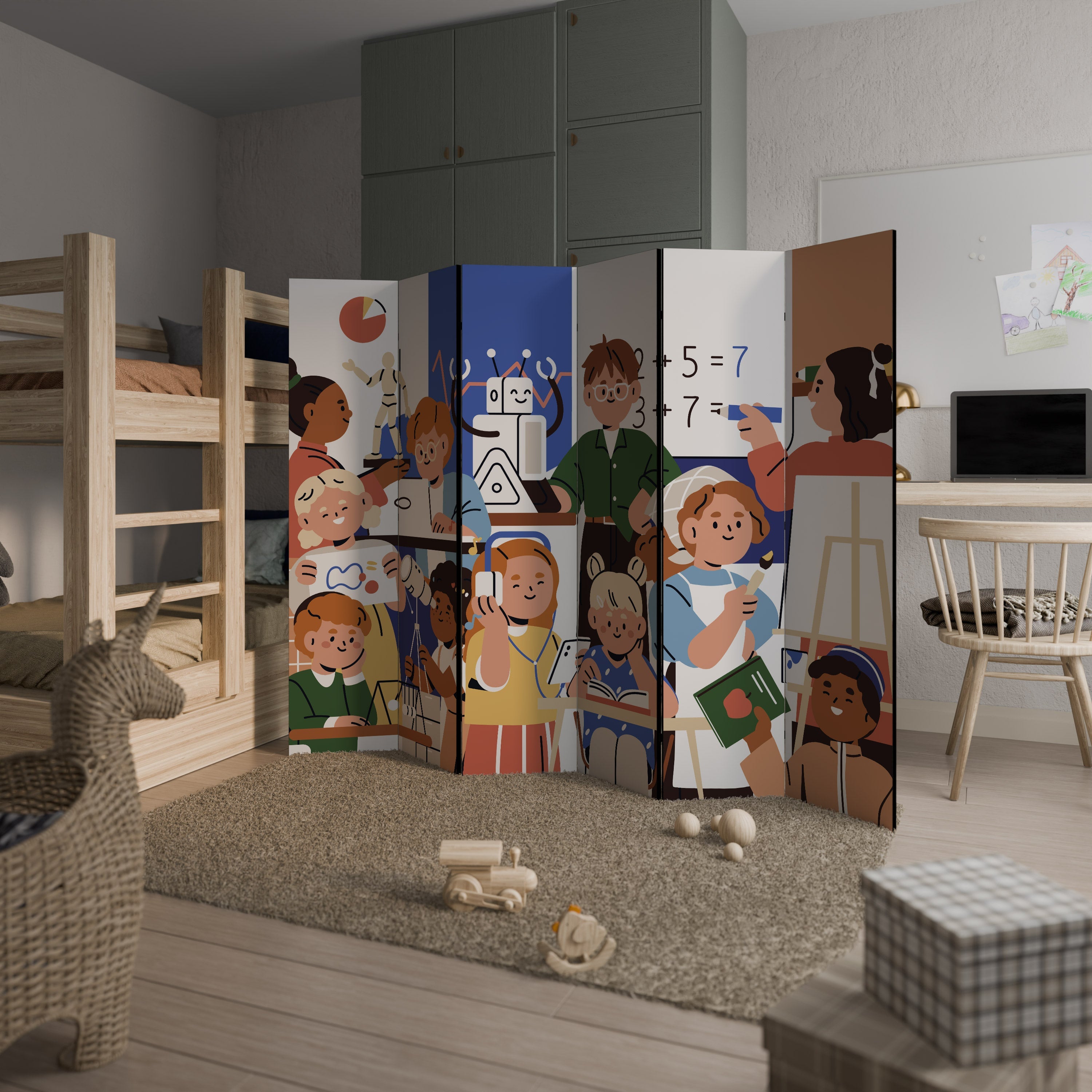 Cloison décorative à 6 panneaux SCHOOL VIBE