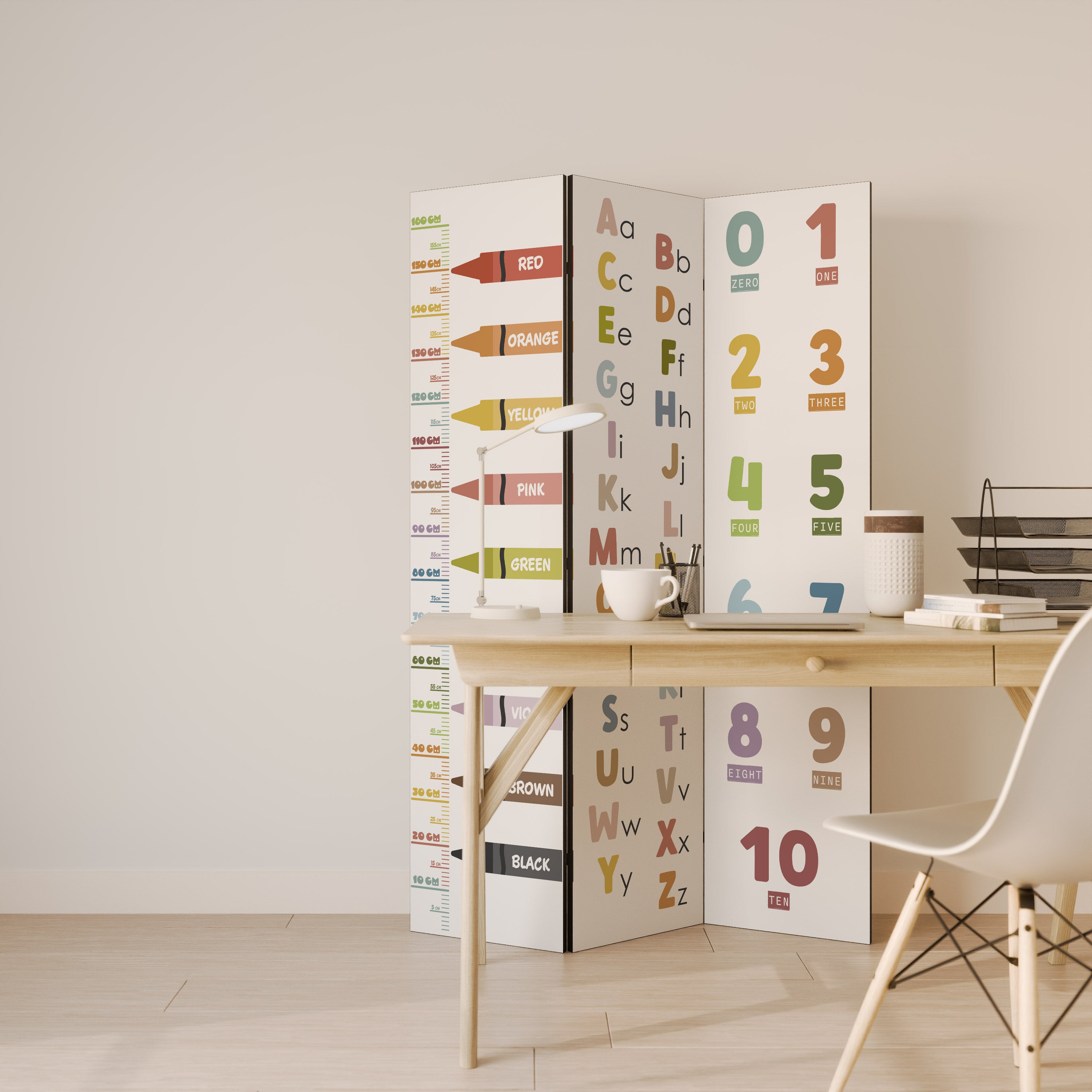 HAPPY LANGUAGE 3-Panel Room Divider
