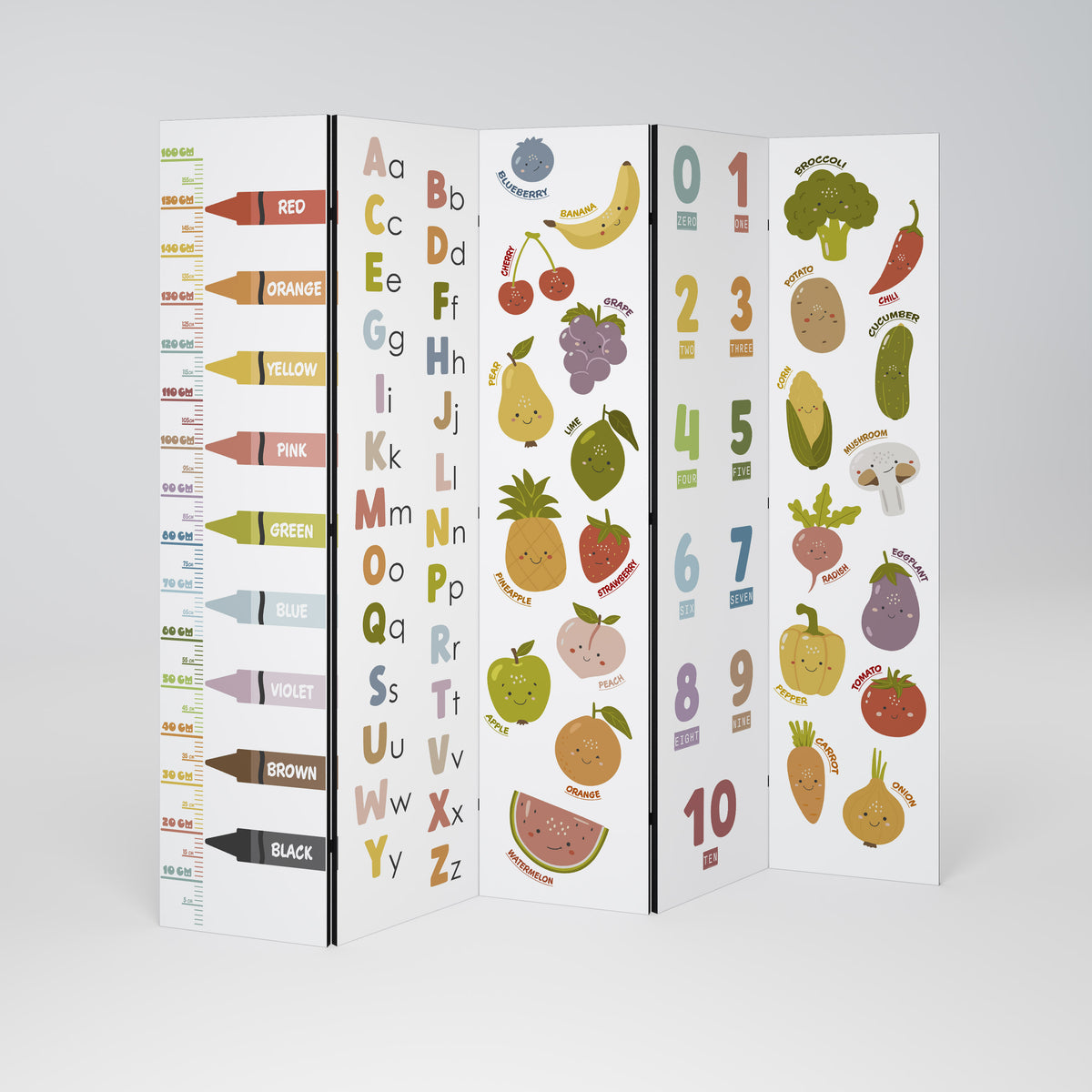HAPPY LANGUAGE 5-Panel Room Divider