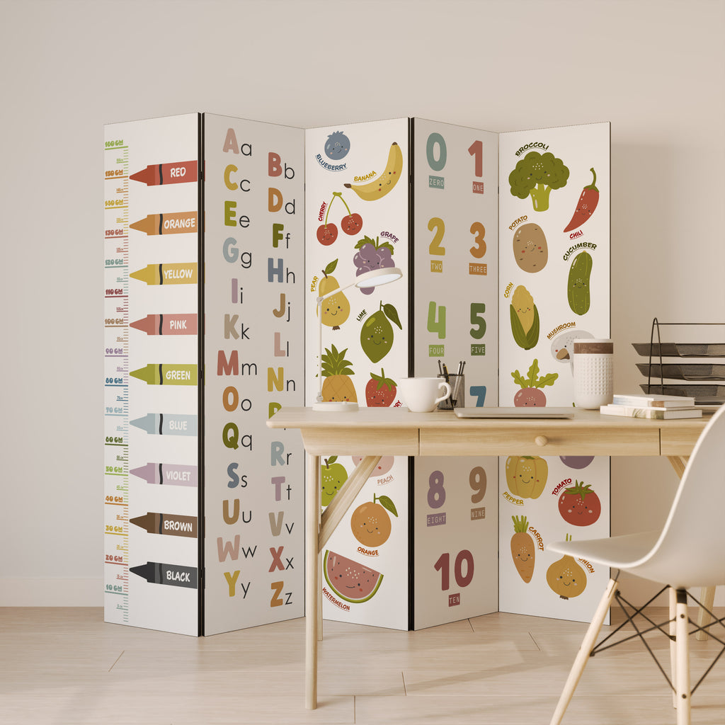HAPPY LANGUAGE 5-Panel Room Divider