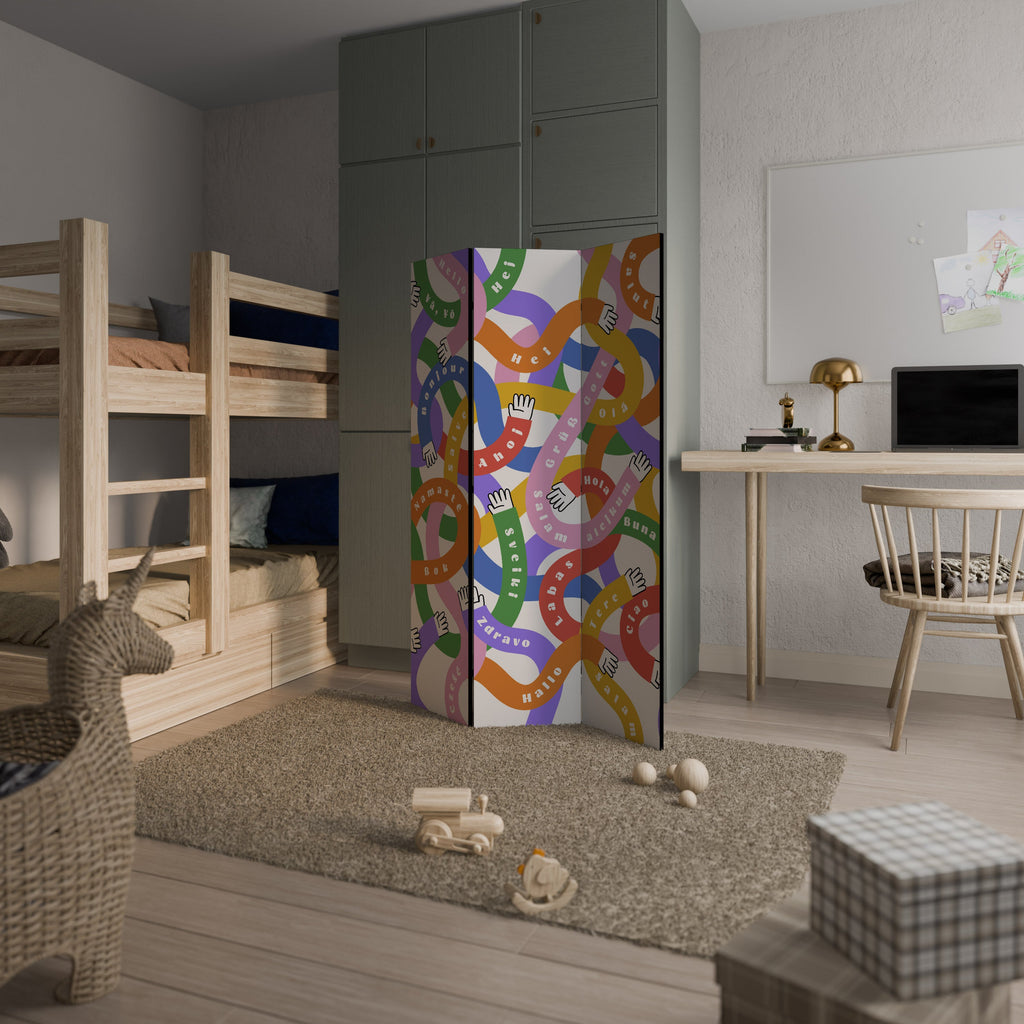 BONJOUR, séparateur de pièce décoratif à 3 panneaux