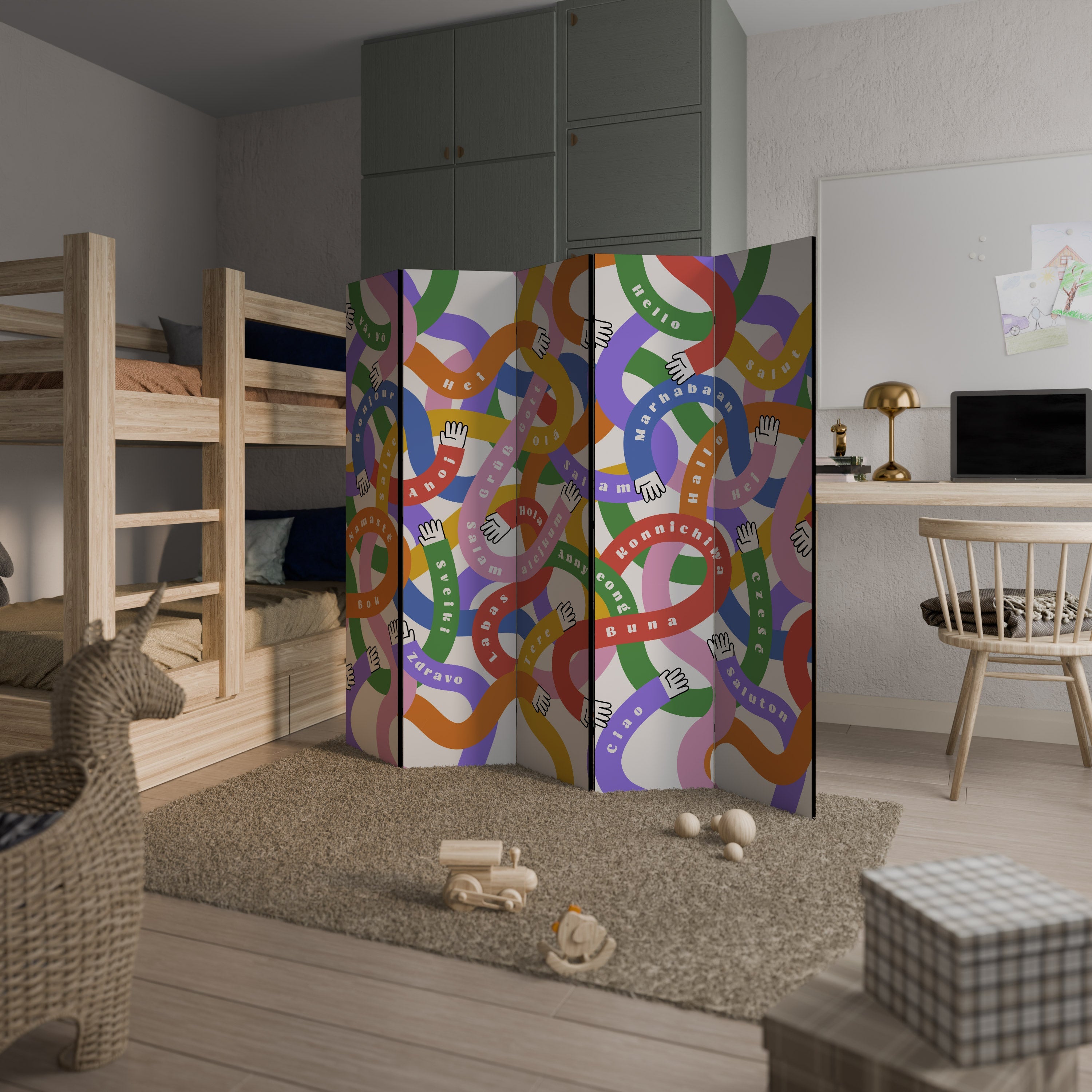 HELLO THERE Decorative 5-Panel Room Divider