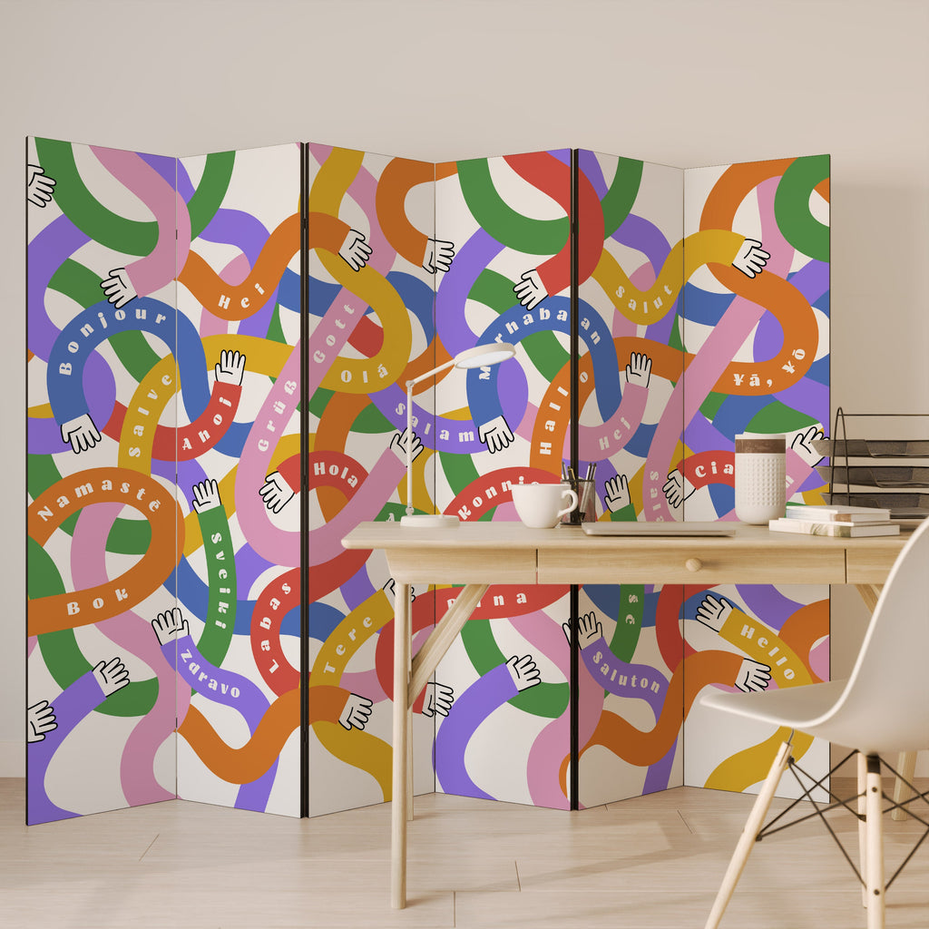 HELLO THERE Decorative 6-Panel Room Divider