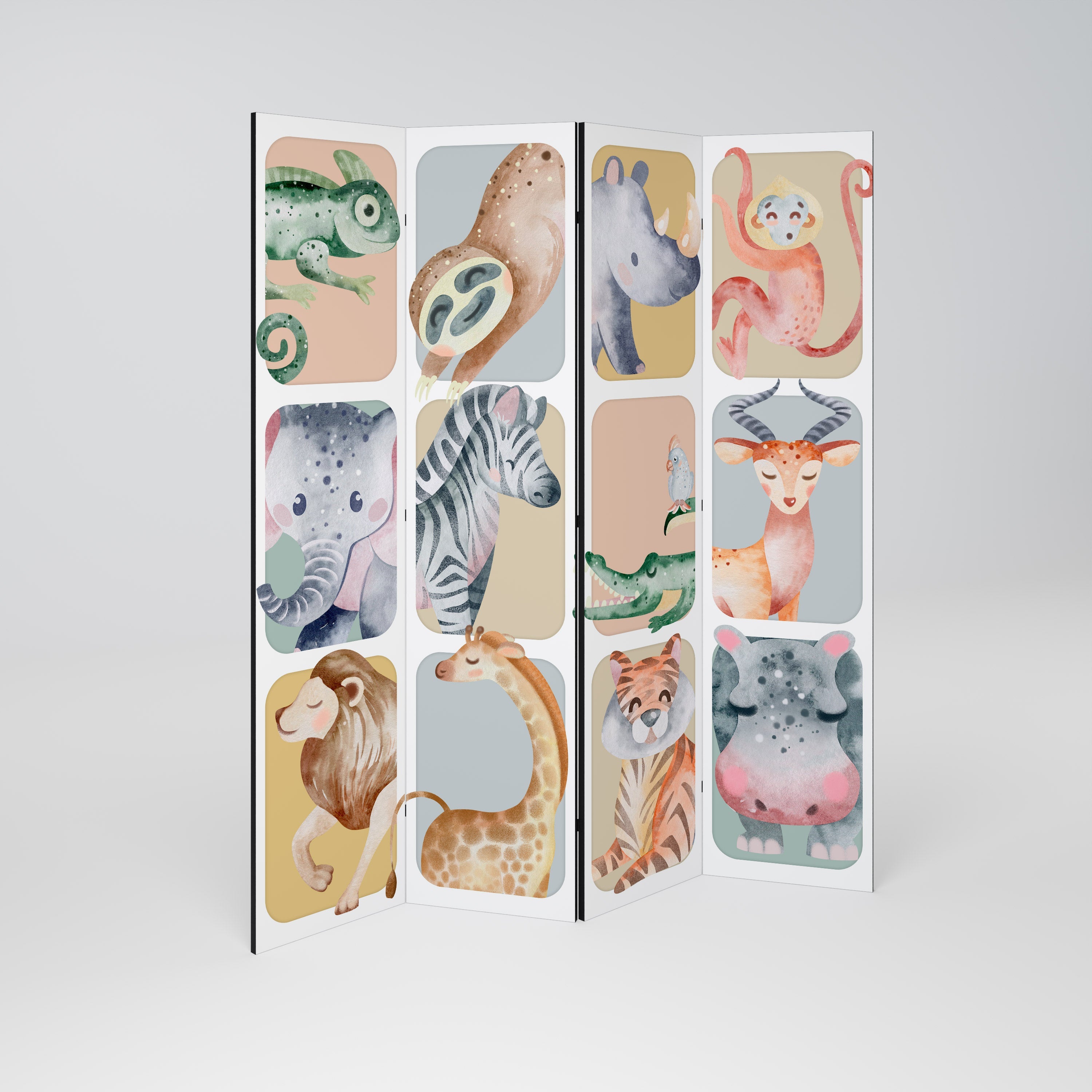TROPICAL SQUAD Decorative 4-Panel Room Divider
