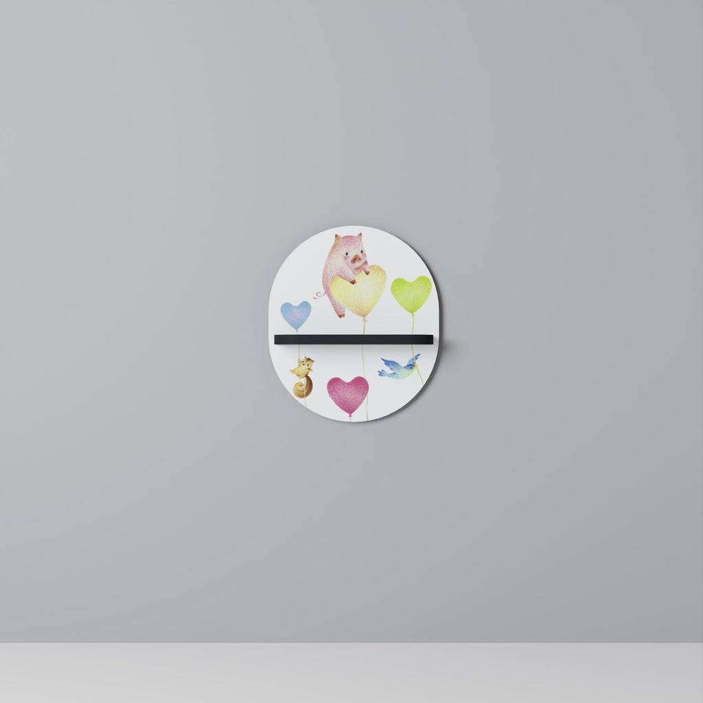 Étagère d'art ovale BALLOON FRIENDS en finition noire