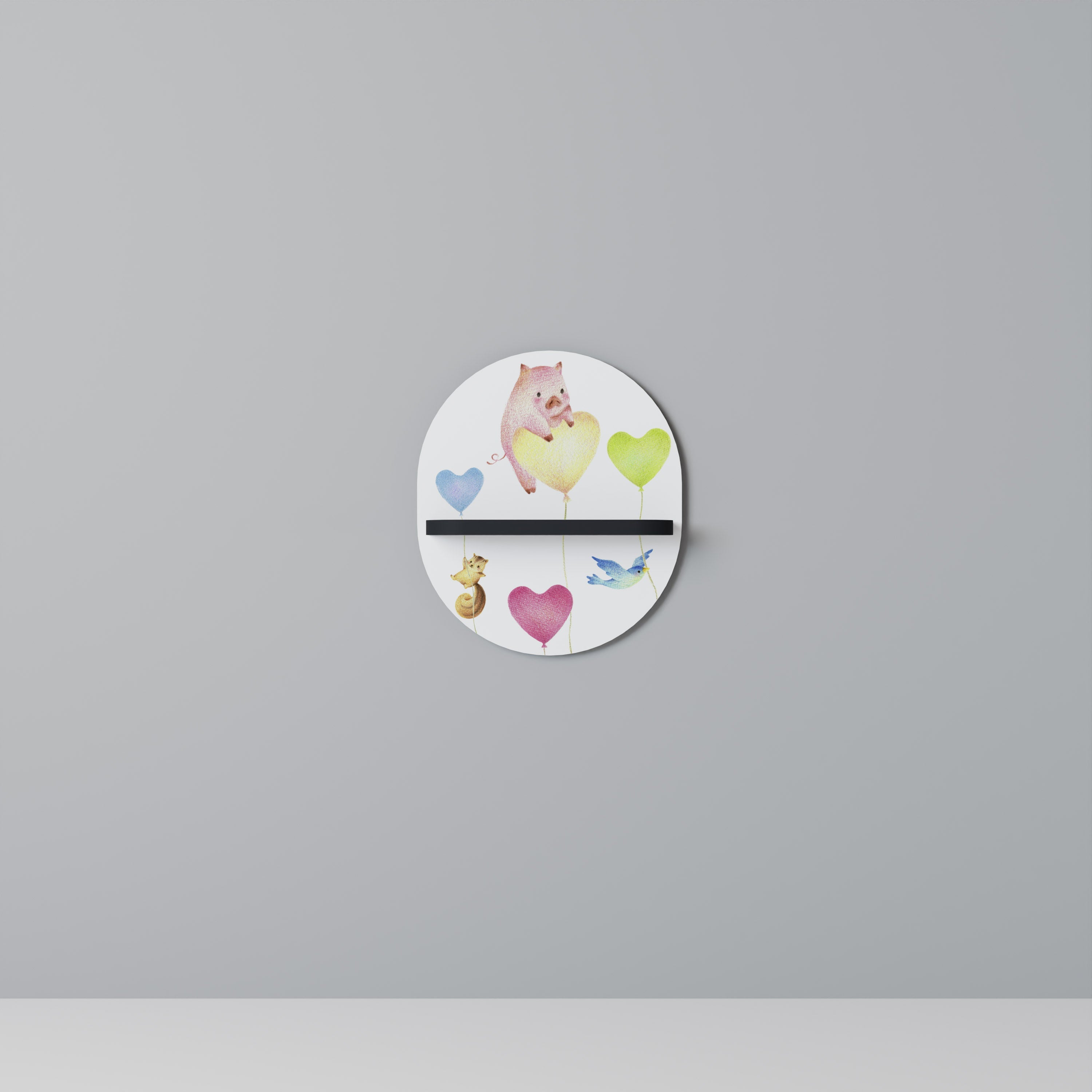 Étagère d'art ovale BALLOON FRIENDS en finition noire