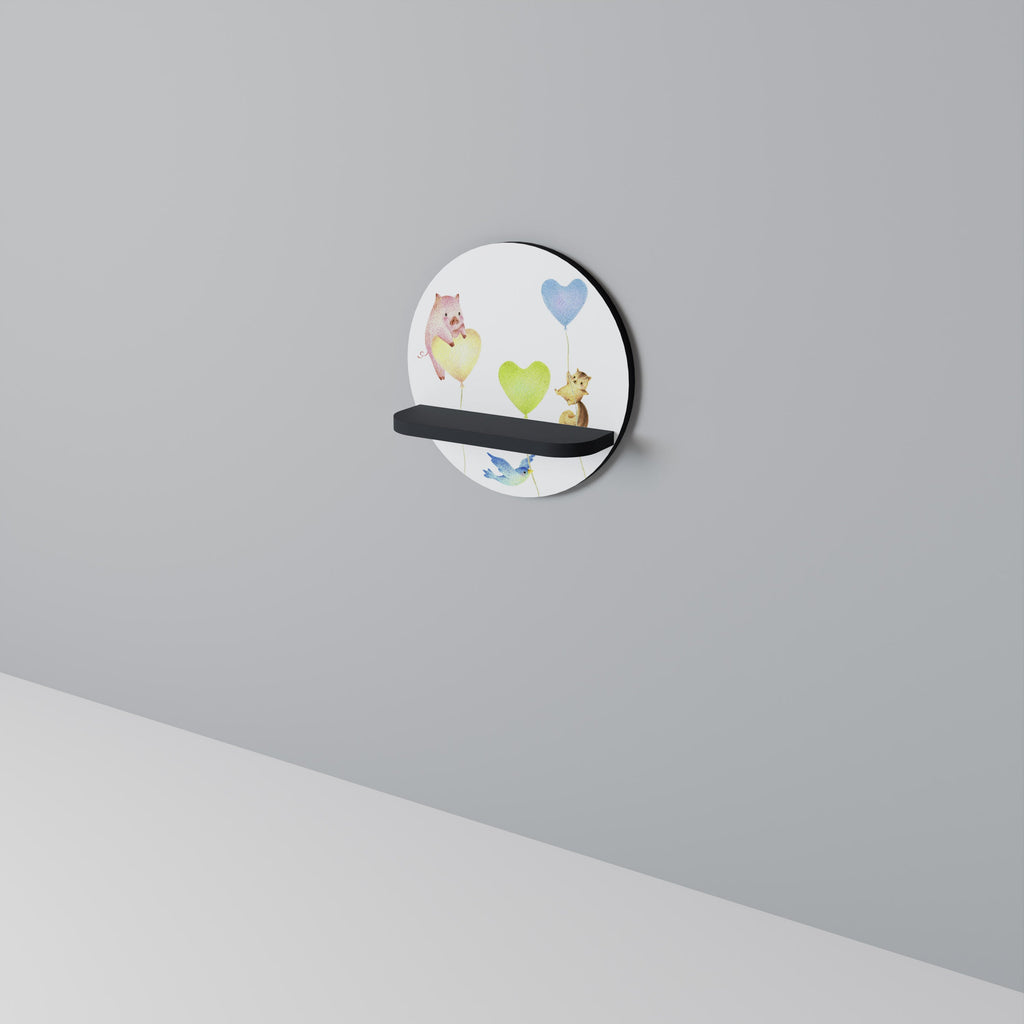 Étagère d'art ronde BALLOON FRIENDS en finition noire