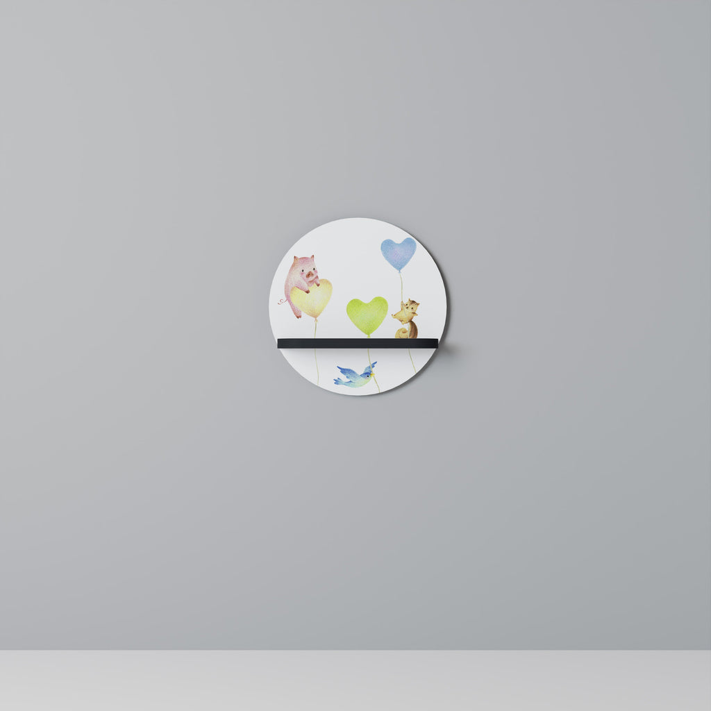 Étagère d'art ronde BALLOON FRIENDS en finition noire