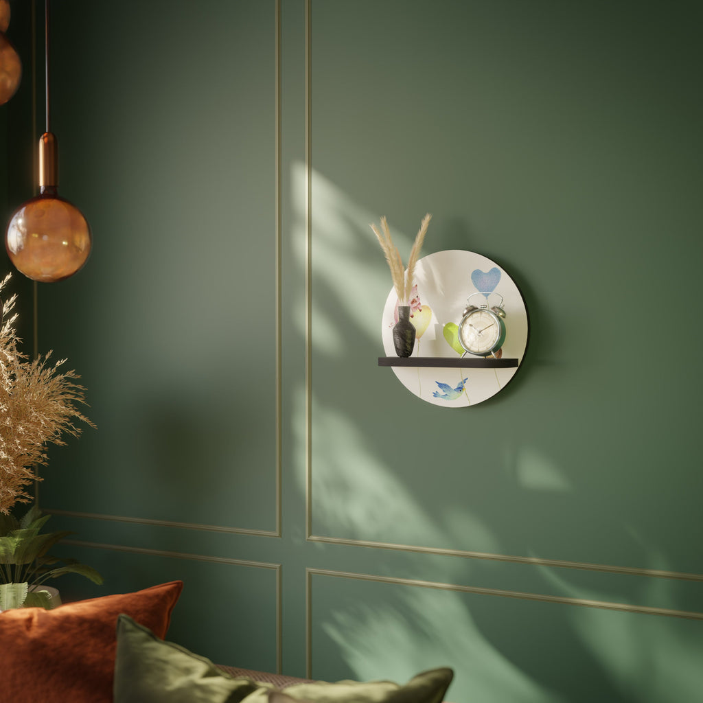 Étagère d'art ronde BALLOON FRIENDS en finition noire