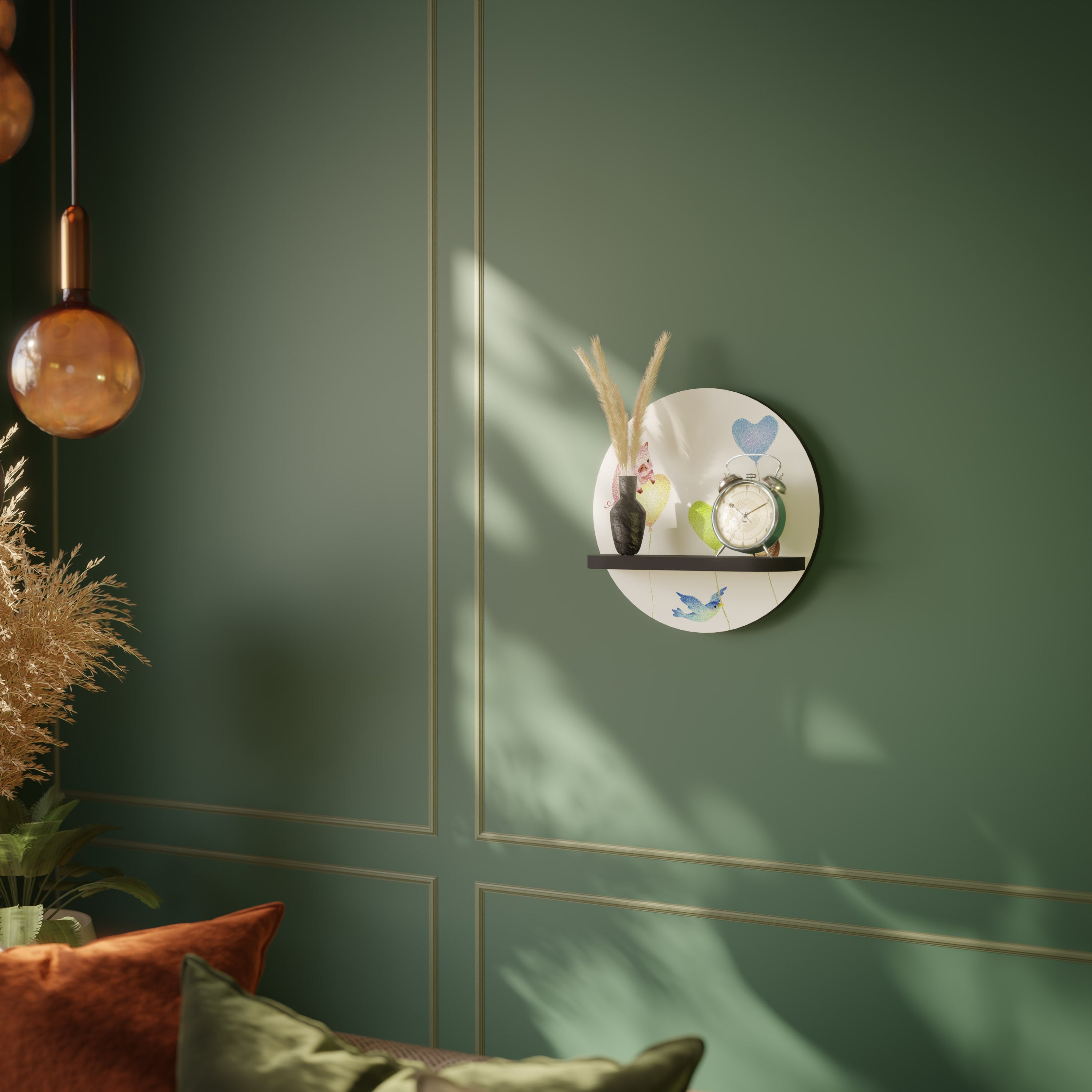 Étagère d'art ronde BALLOON FRIENDS en finition noire