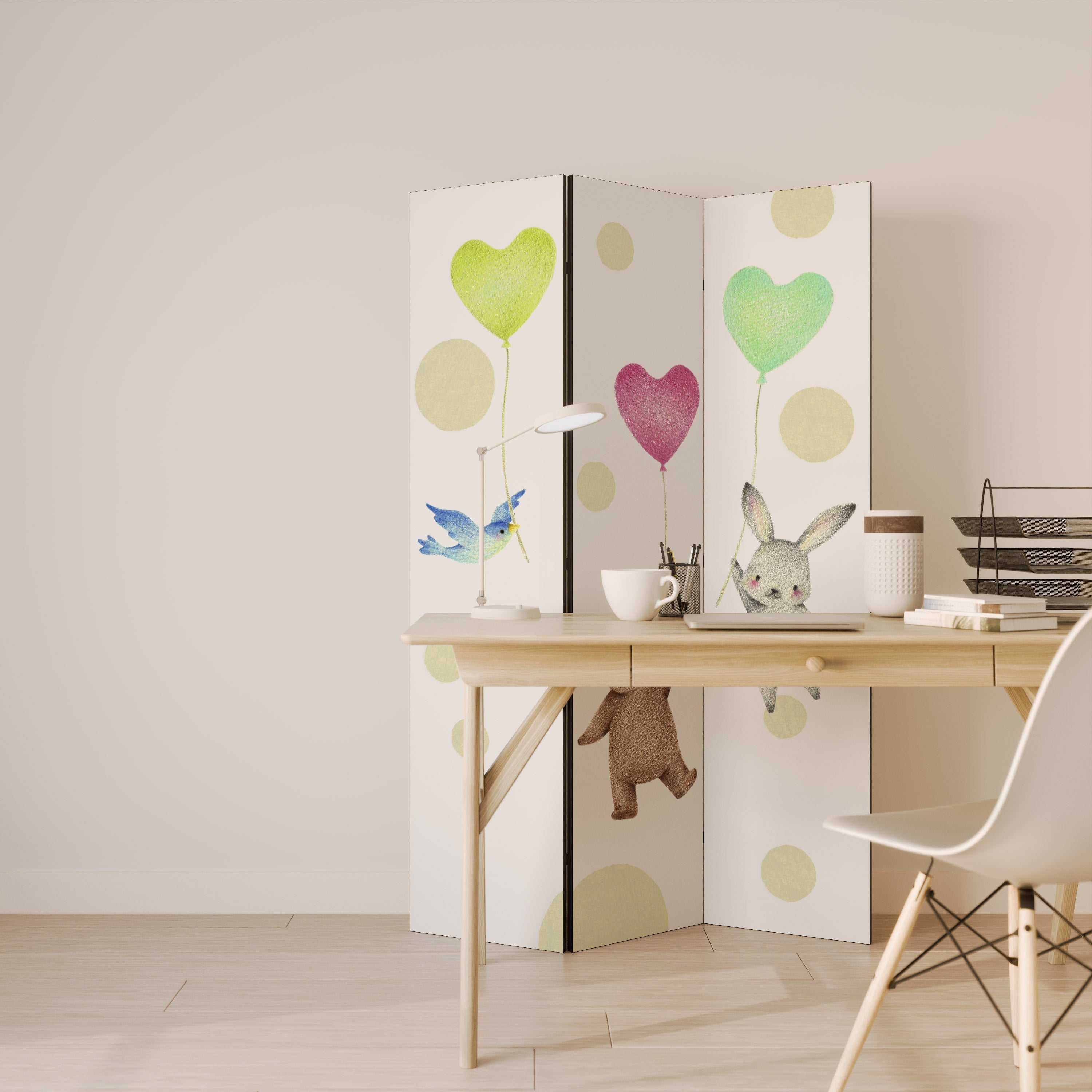 Cloison décorative à 3 panneaux BALLOON FRIENDS