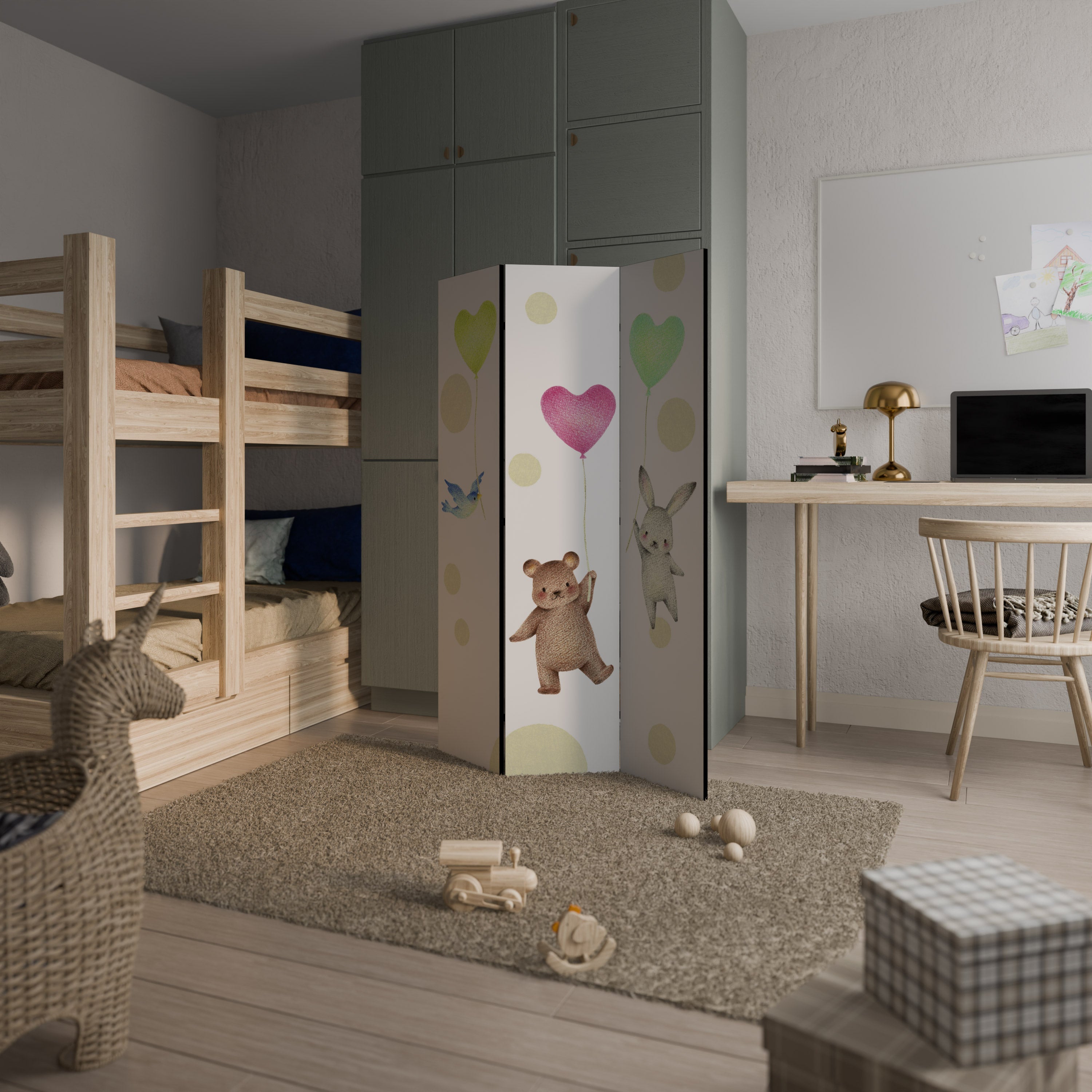 Cloison décorative à 3 panneaux BALLOON FRIENDS