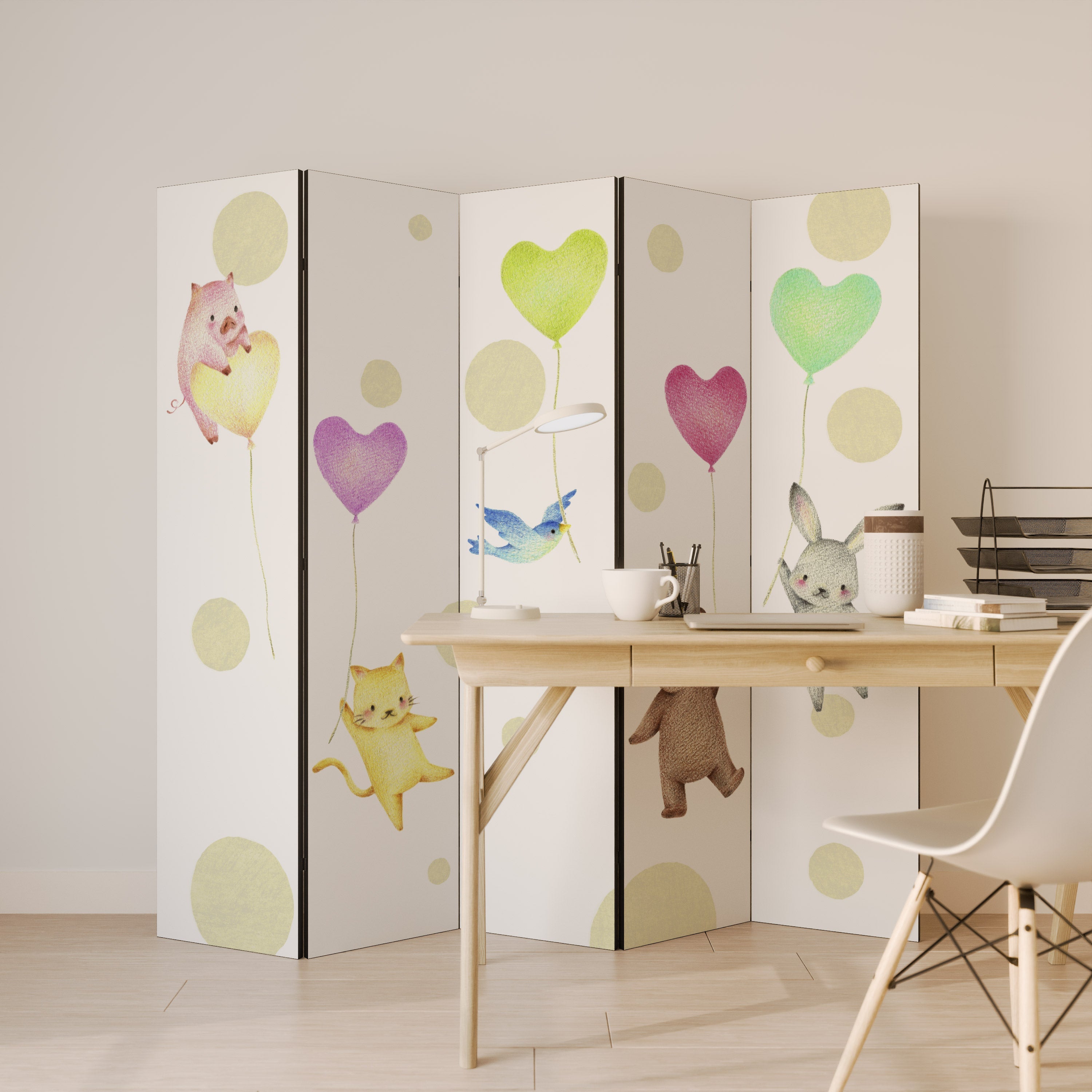 BALLOON FRIENDS Decorative 5-Panel Room Divider