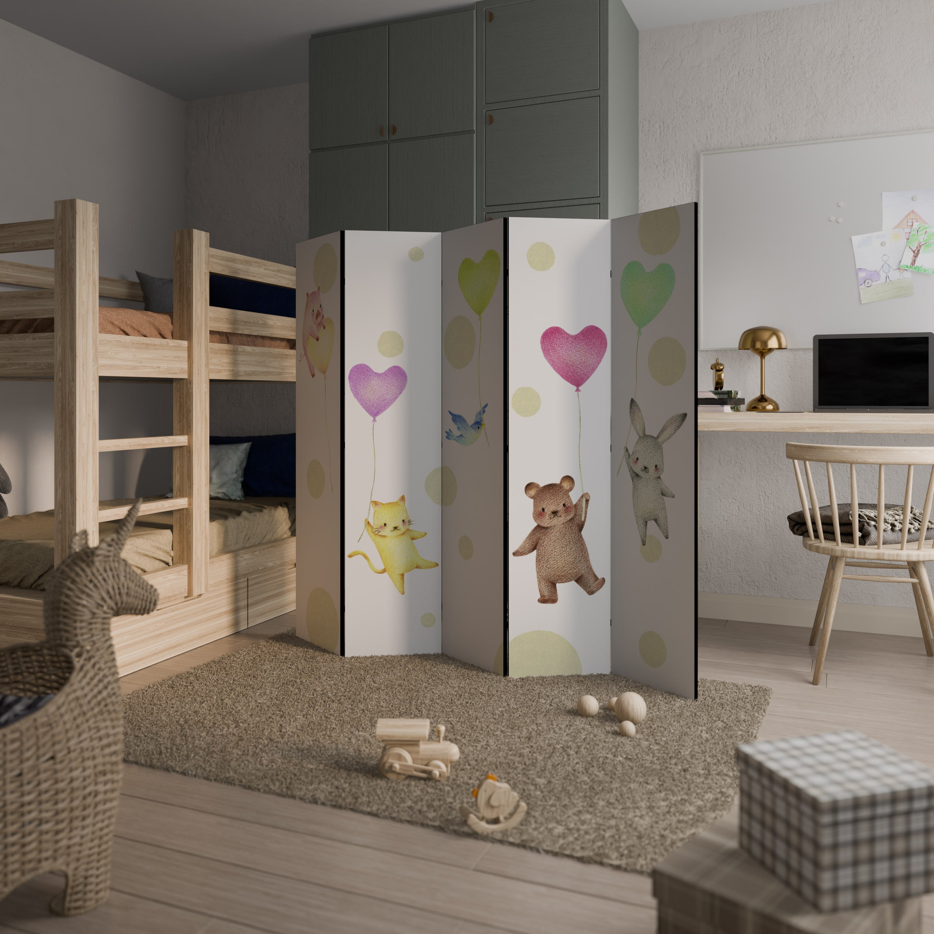 BALLOON FRIENDS 5-Panel Room Divider