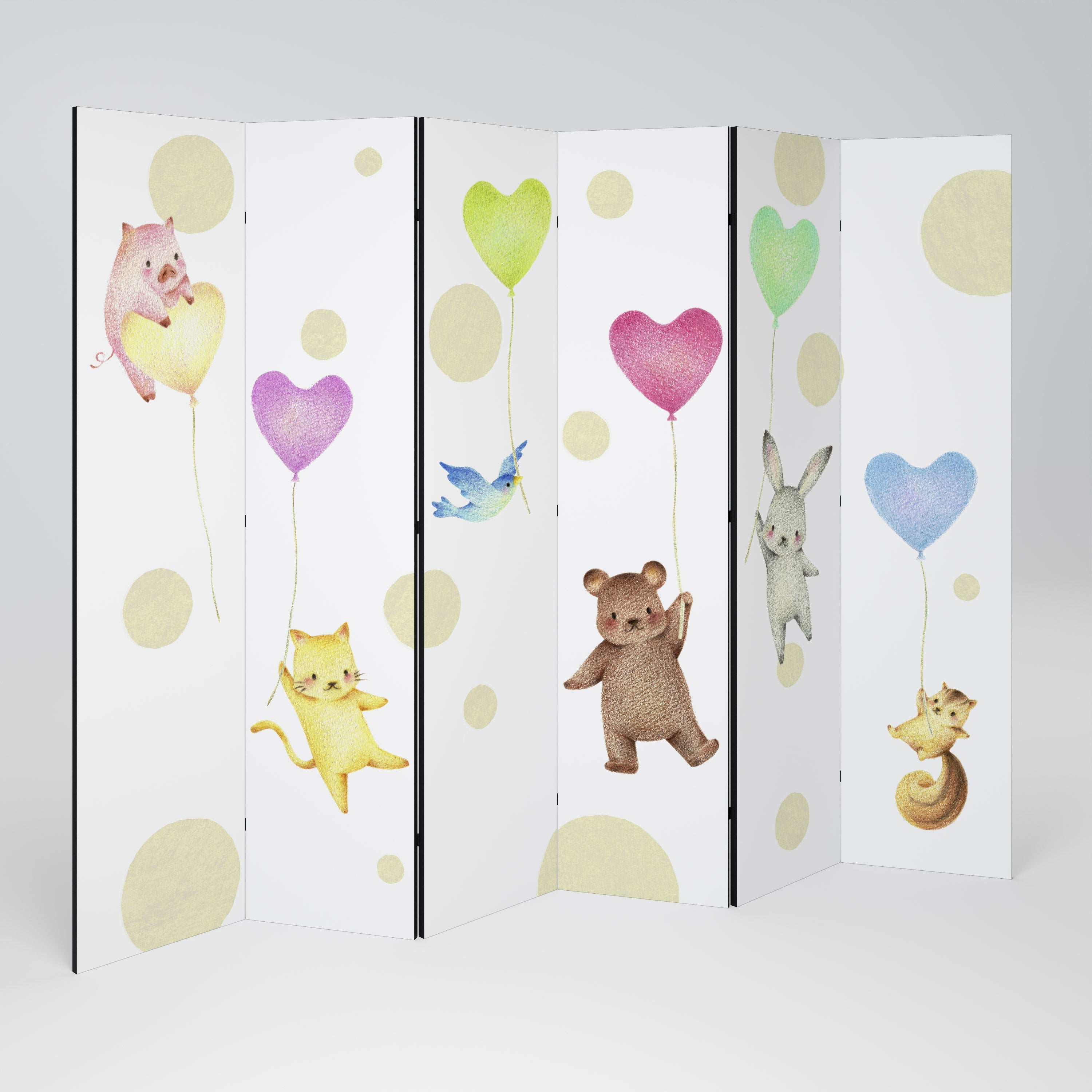 BALLOON FRIENDS Decorative 6-Panel Room Divider