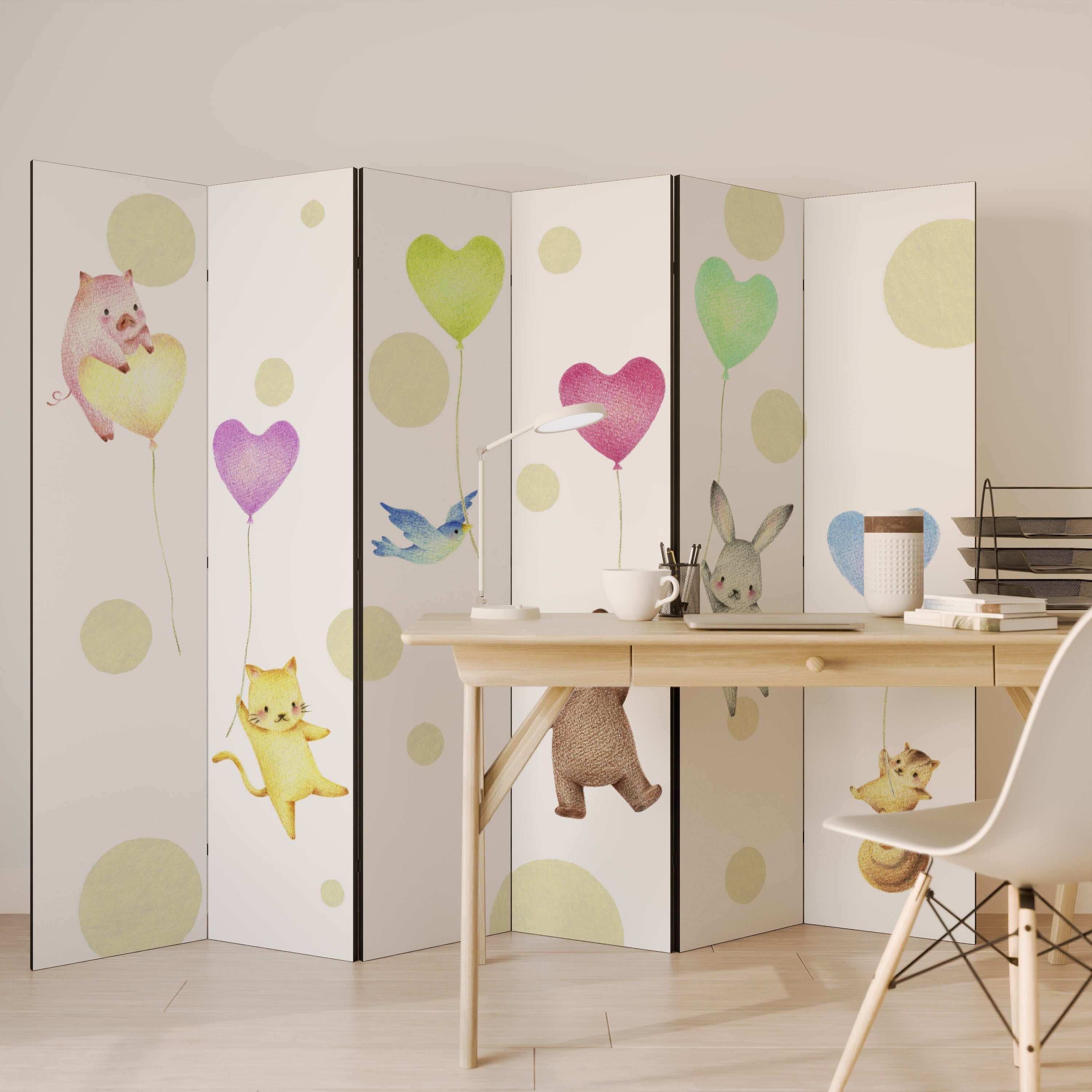 BALLOON FRIENDS Decorative 6-Panel Room Divider