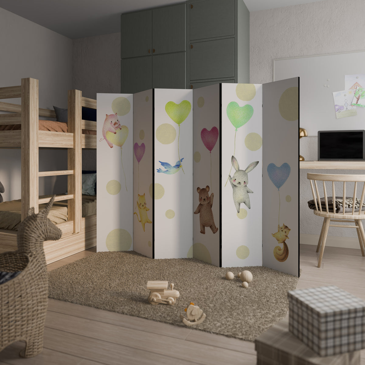 BALLOON FRIENDS 6-Panel Room Divider