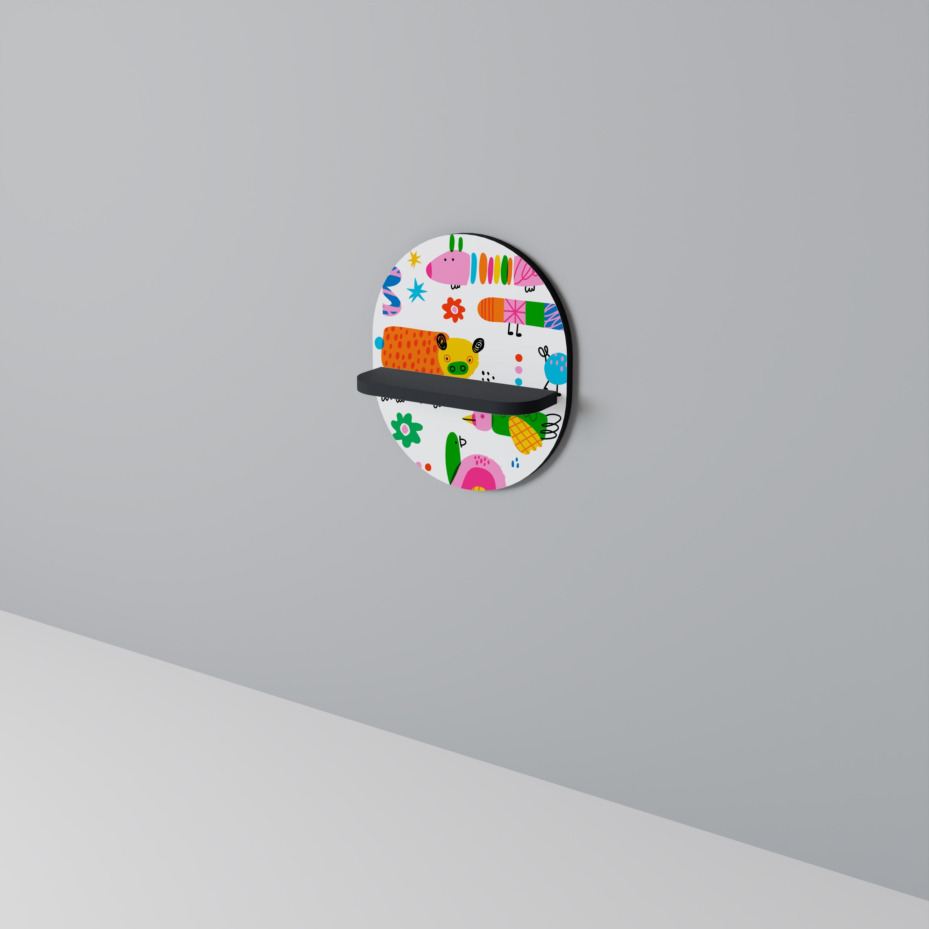 Étagère d'art ovale POWER OF IMAGINATION en finition noire